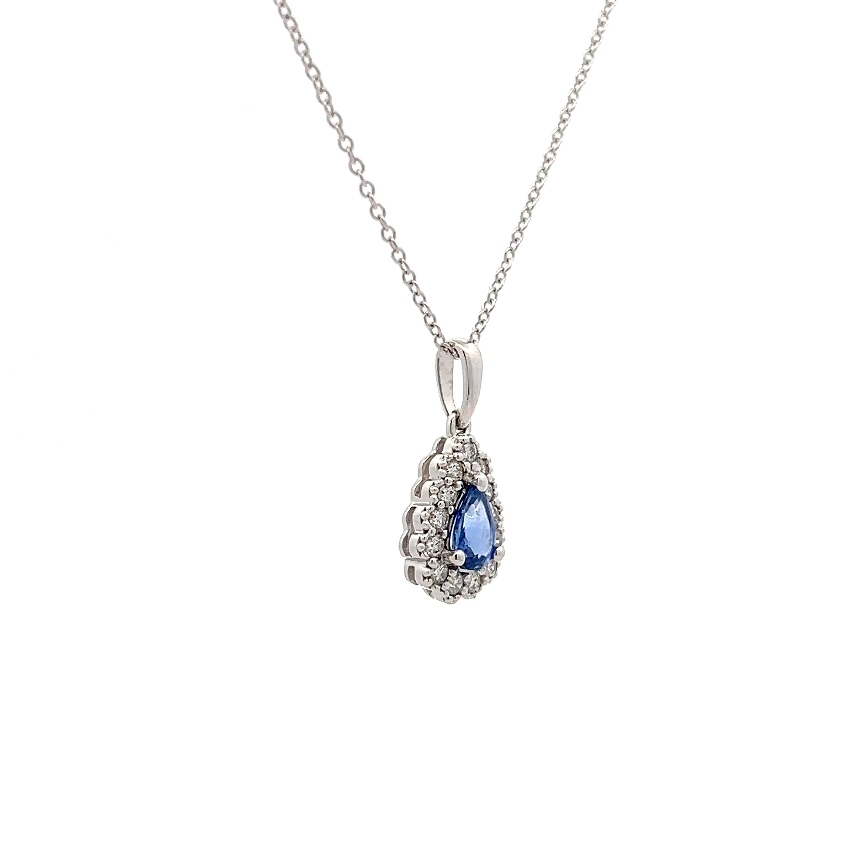 .43 Pear Cut Sapphire & Diamond Pendant in 14k - Image 3