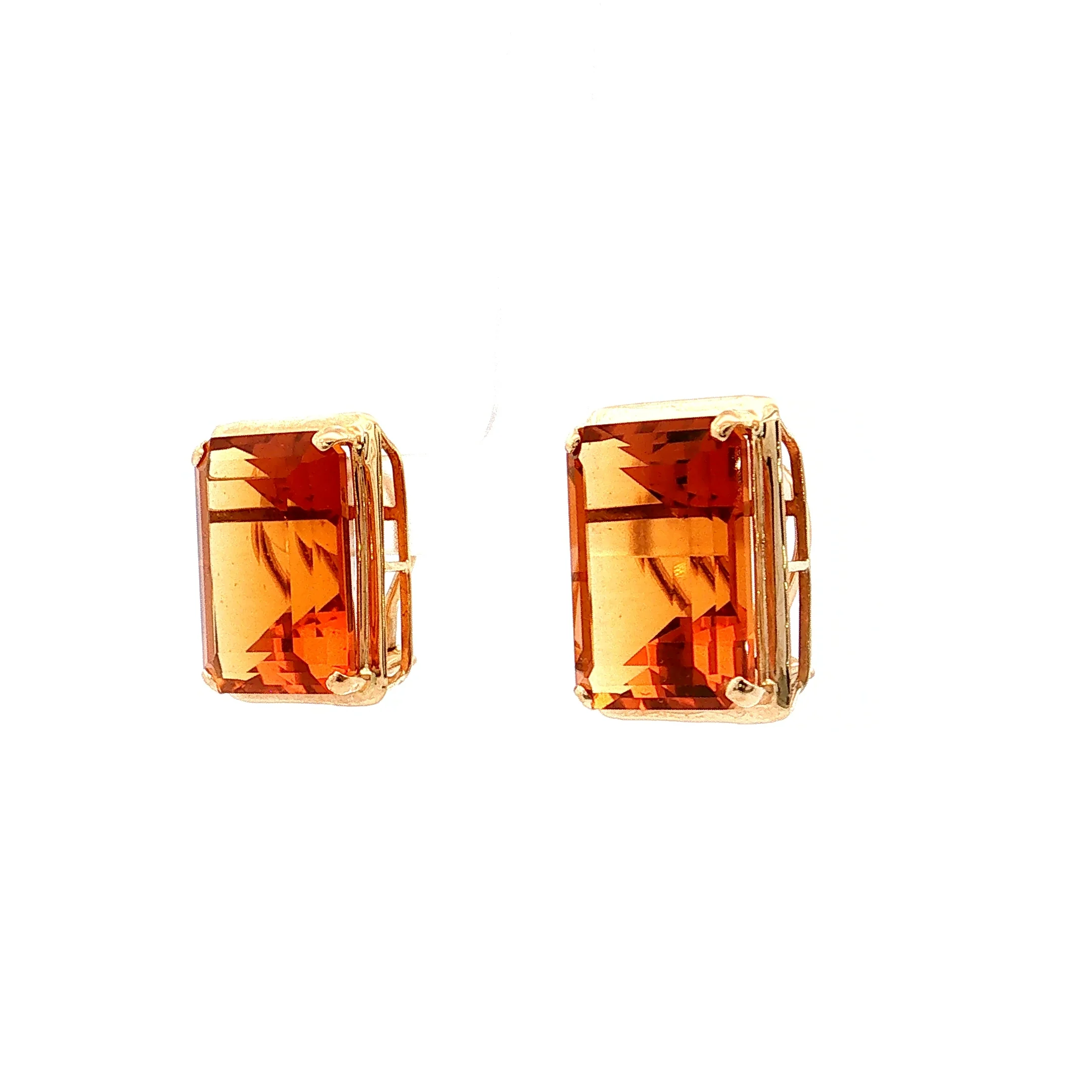 44.74 Emerald Cut Citrine Stud Earrings 14k - Image 2