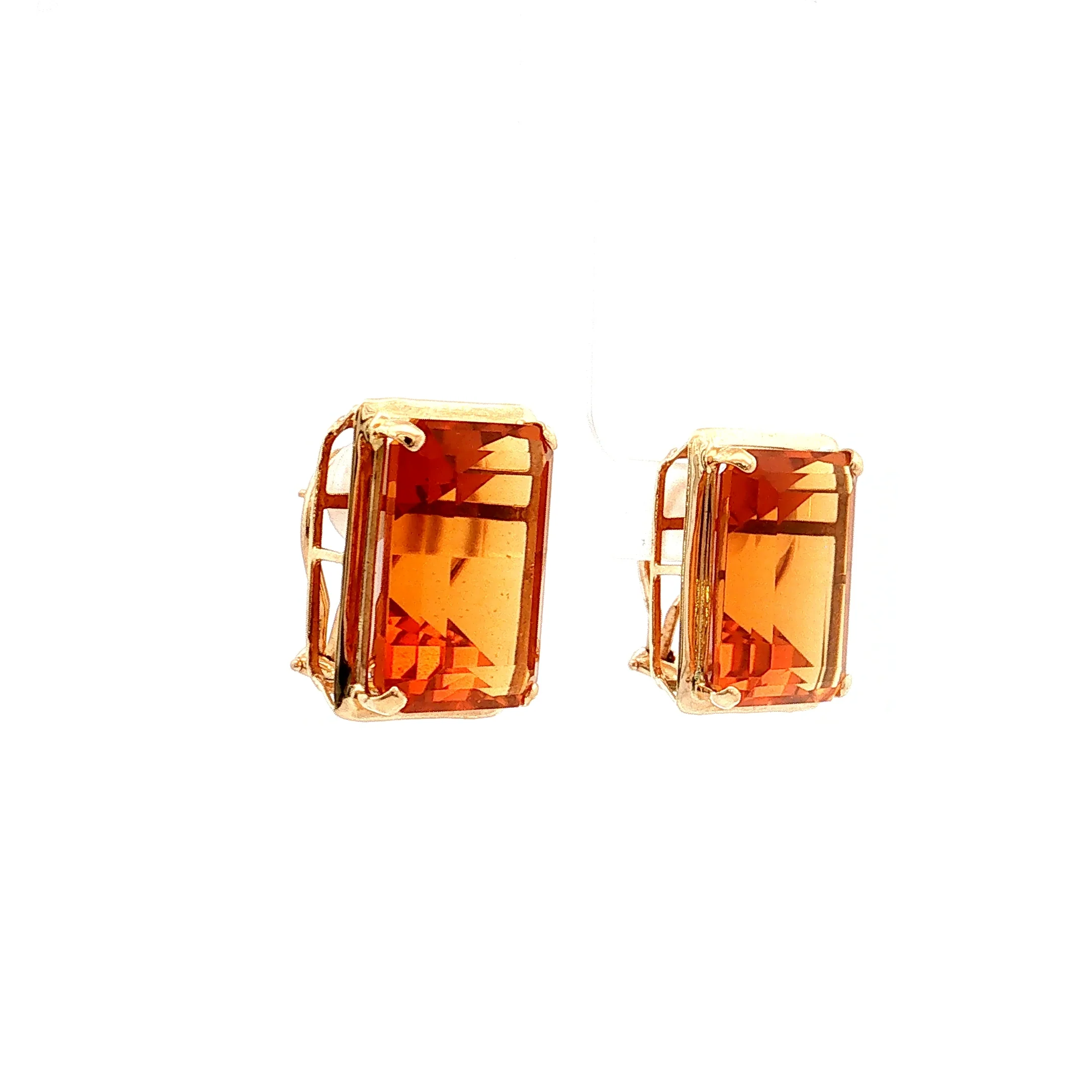 44.74 Emerald Cut Citrine Stud Earrings 14k - Image 3