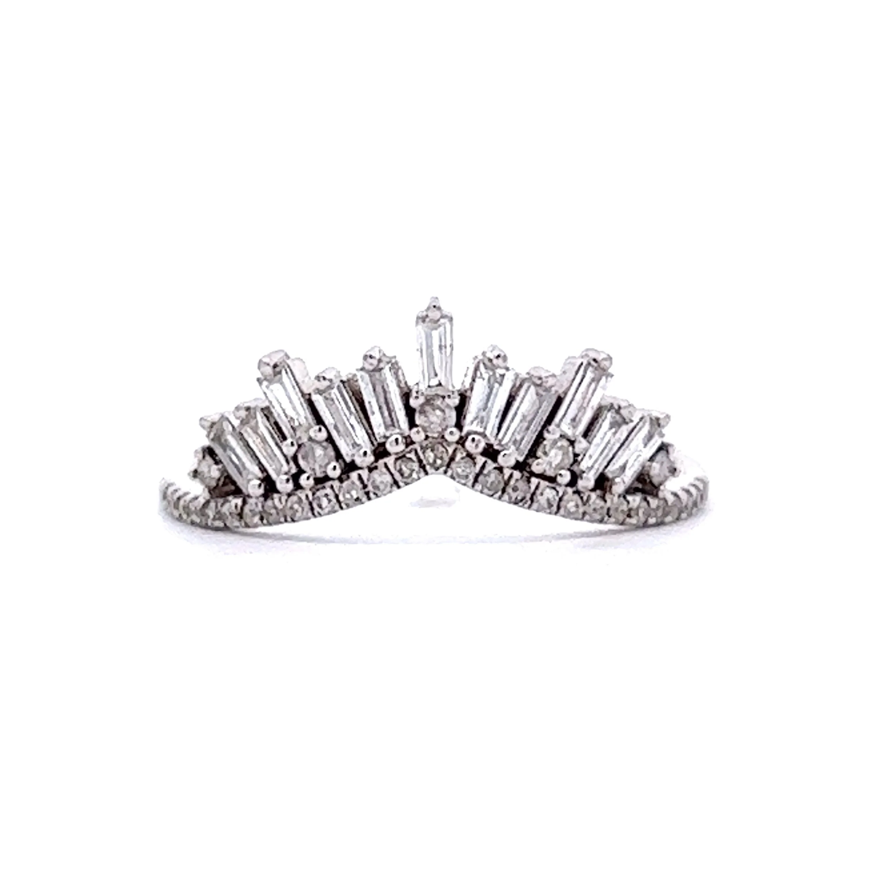 .44 Baguette Diamond Contoured Wedding Band in 18k White Gold