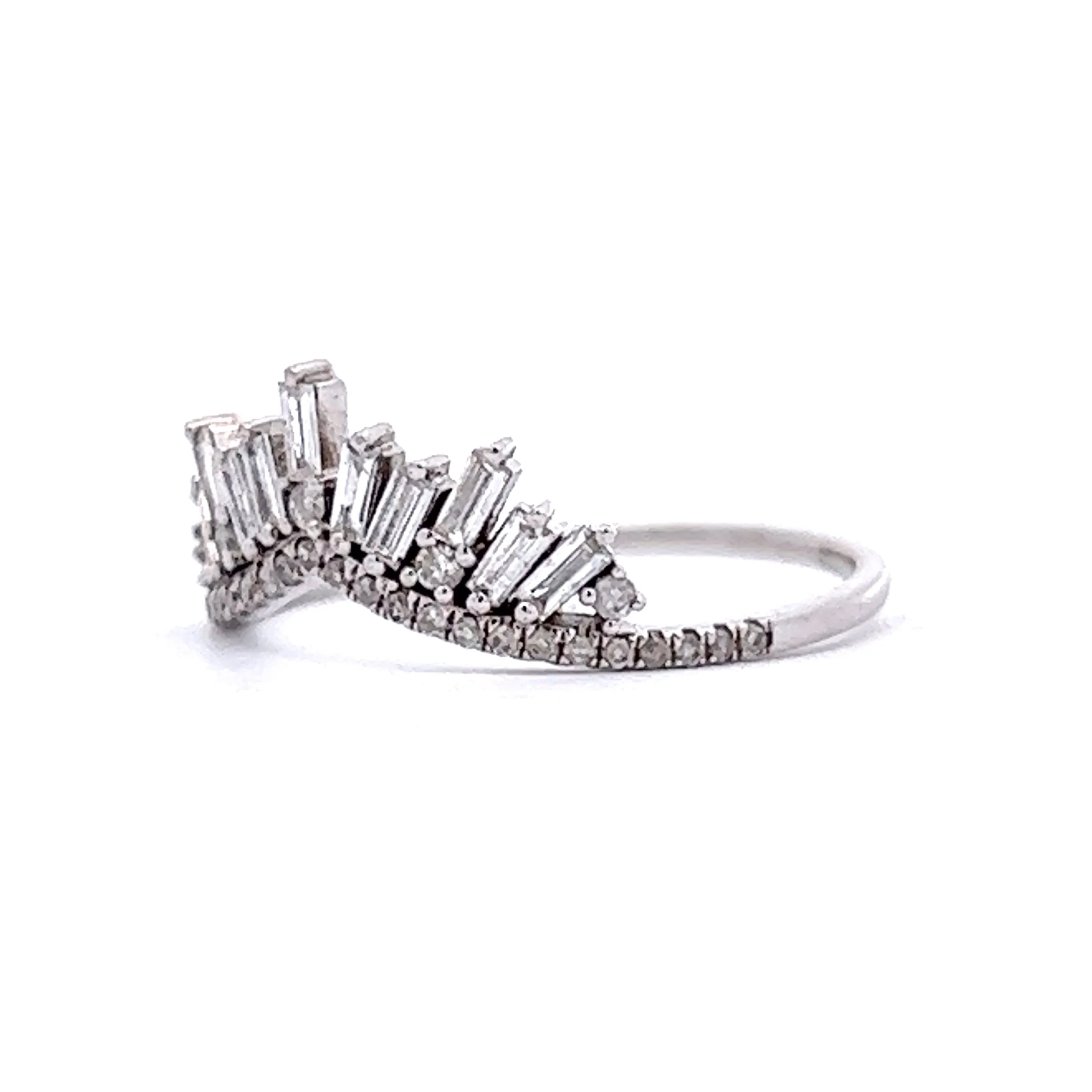.44 Baguette Diamond Contoured Wedding Band in 18k White Gold - Image 2