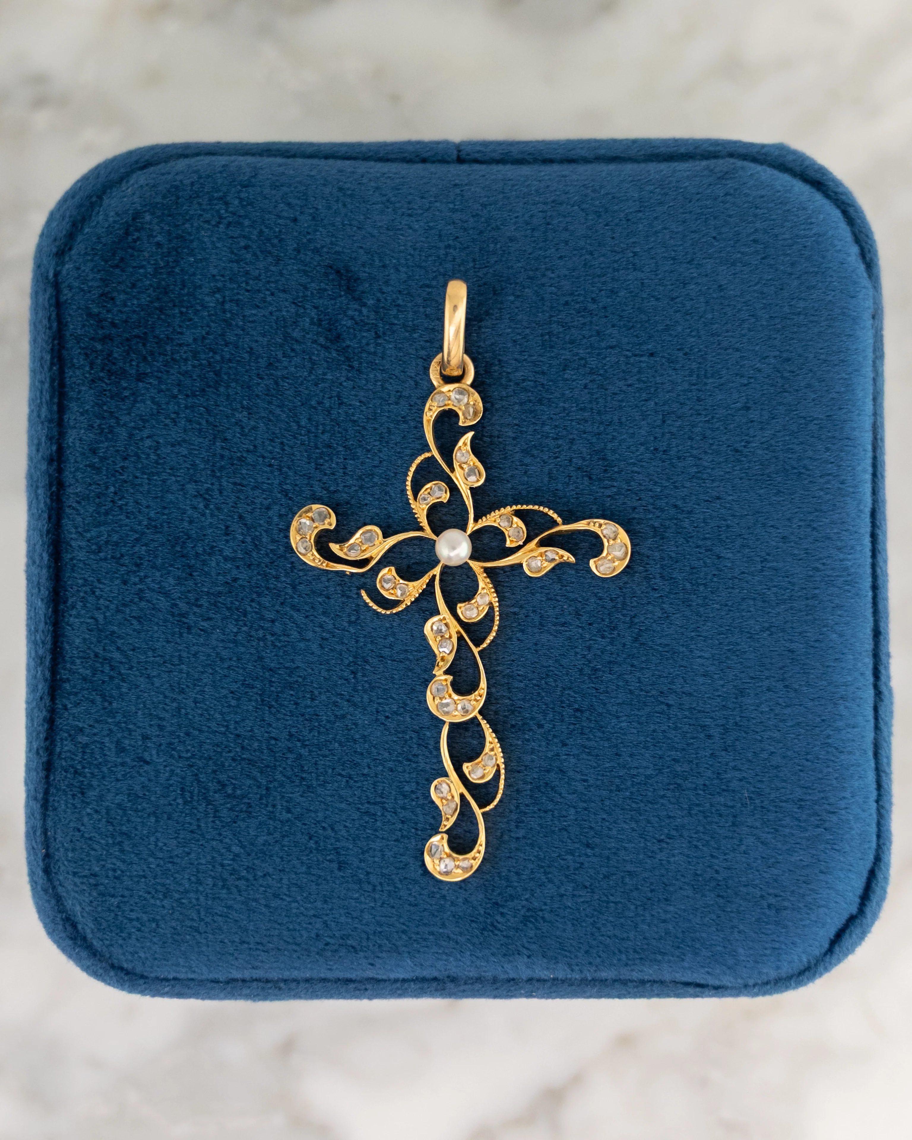 .44 Diamond Cross Pendant in 18k Yellow Gold - Image 3