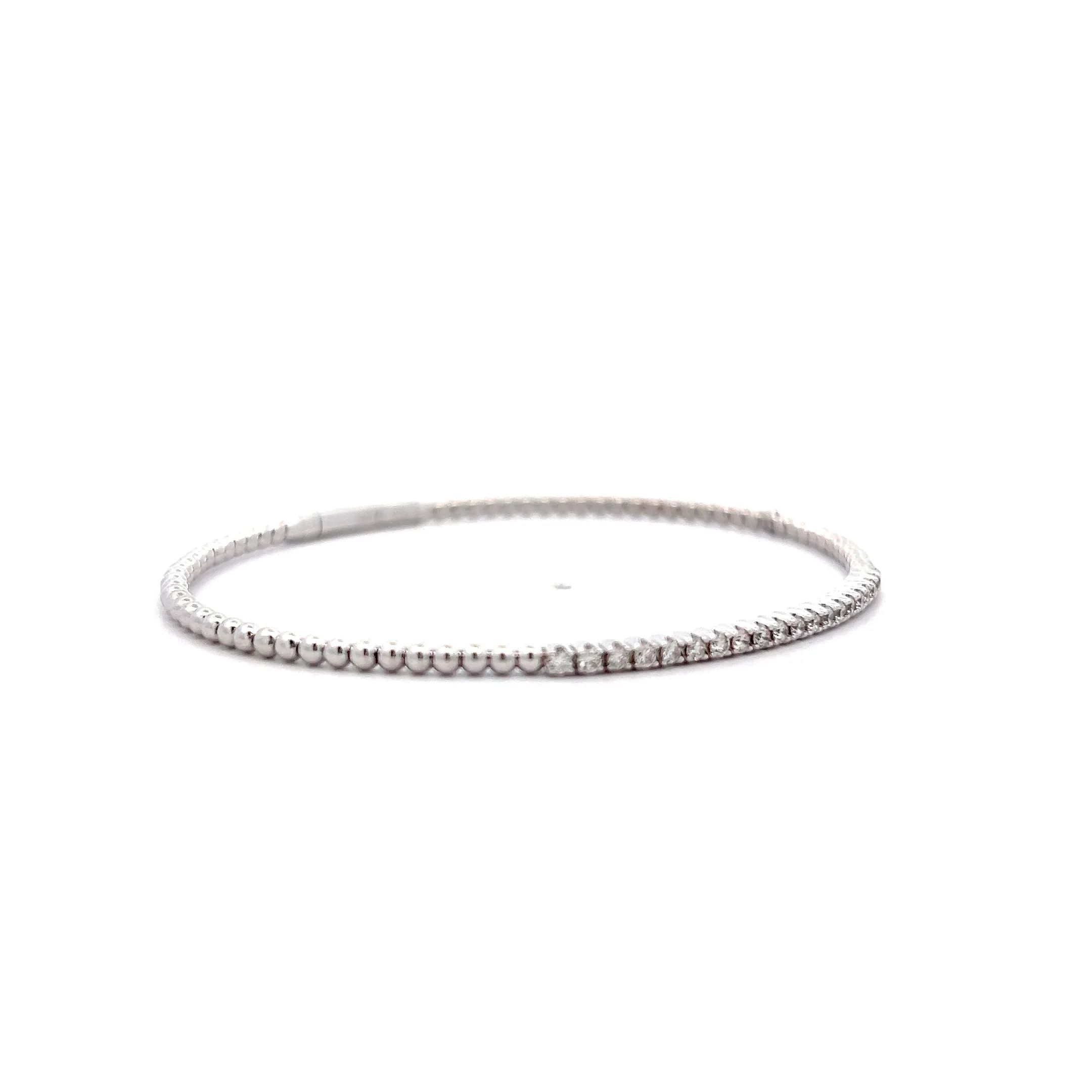 .44 Thin Diamond Bangle Bracelet in 14k White Gold - Image 3