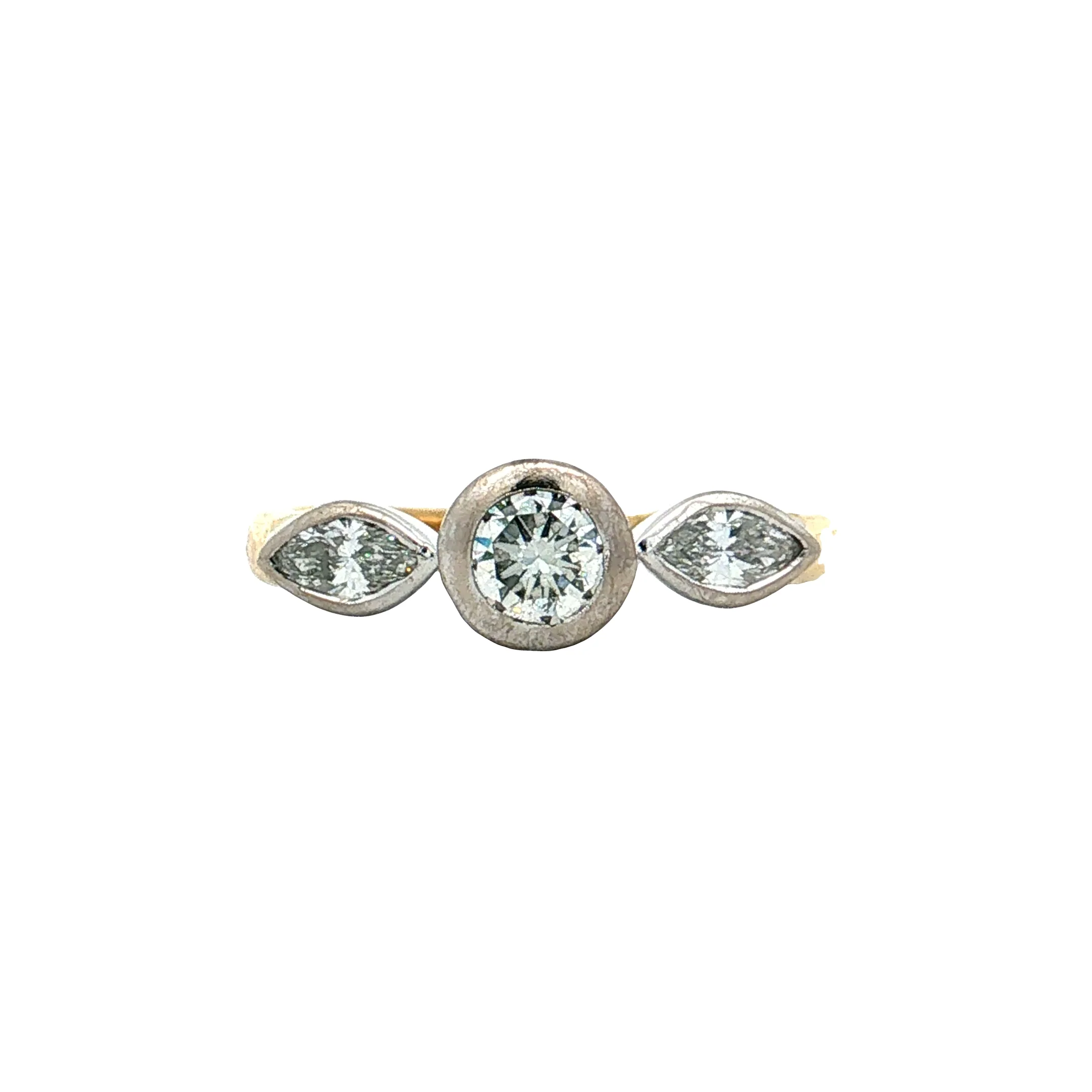 .44 Three Stone Diamond Engagement Ring Two-Tone 18k
