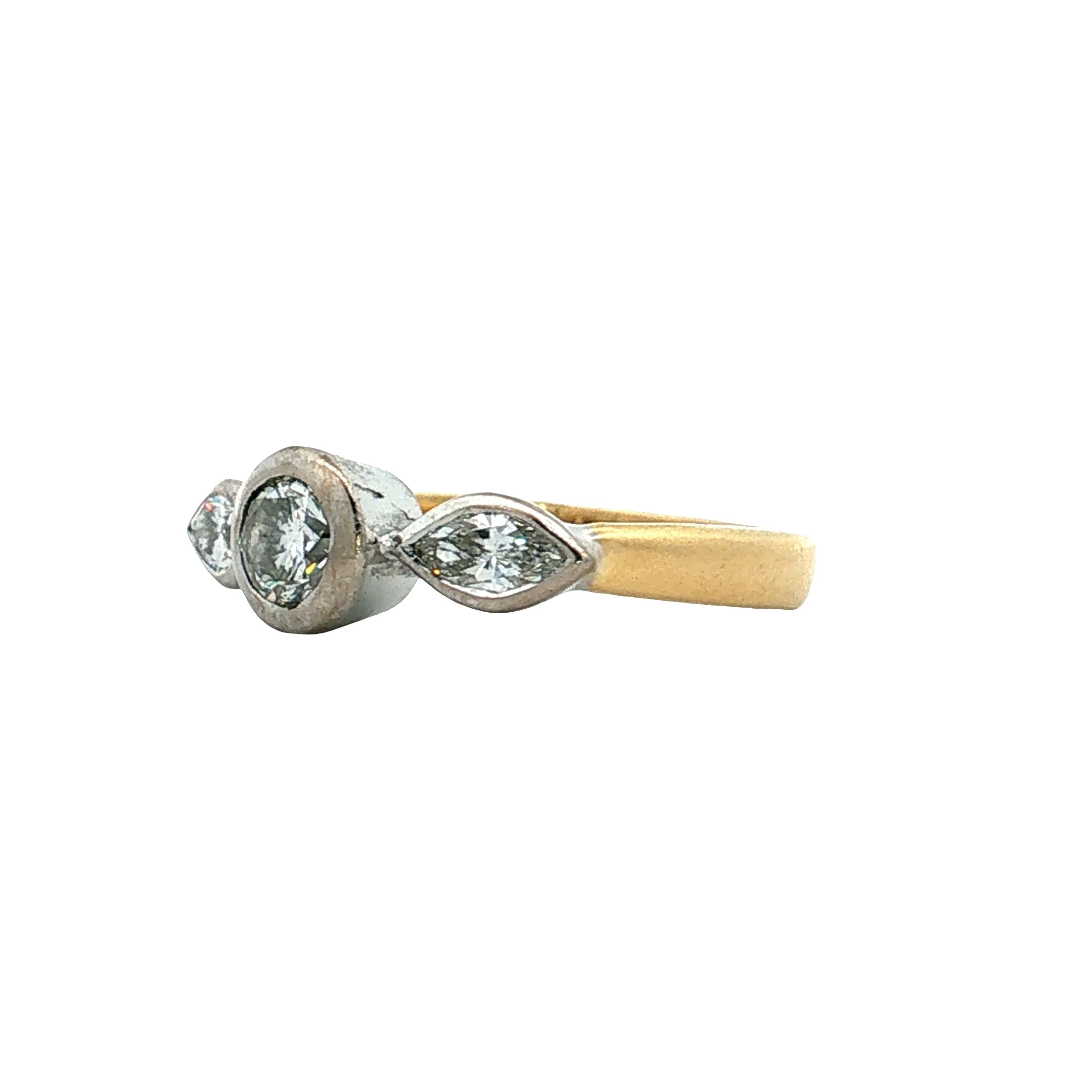 .44 Three Stone Diamond Engagement Ring Two-Tone 18k - Image 2