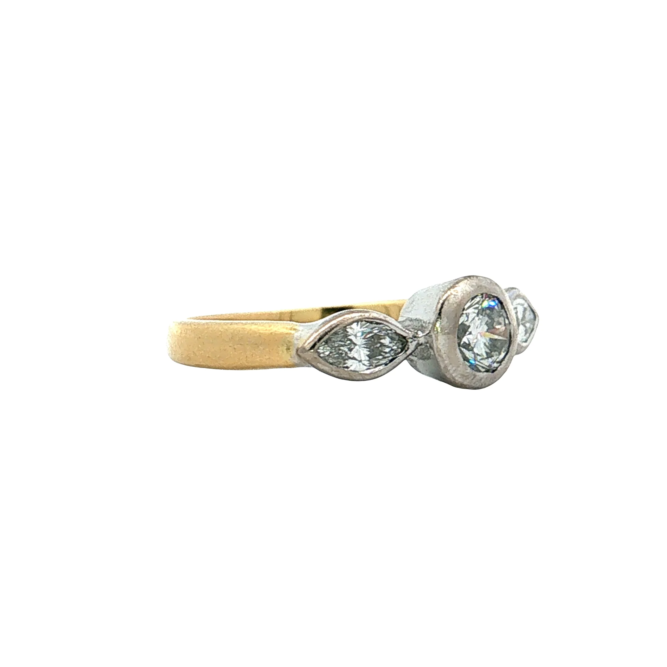 .44 Three Stone Diamond Engagement Ring Two-Tone 18k - Image 3