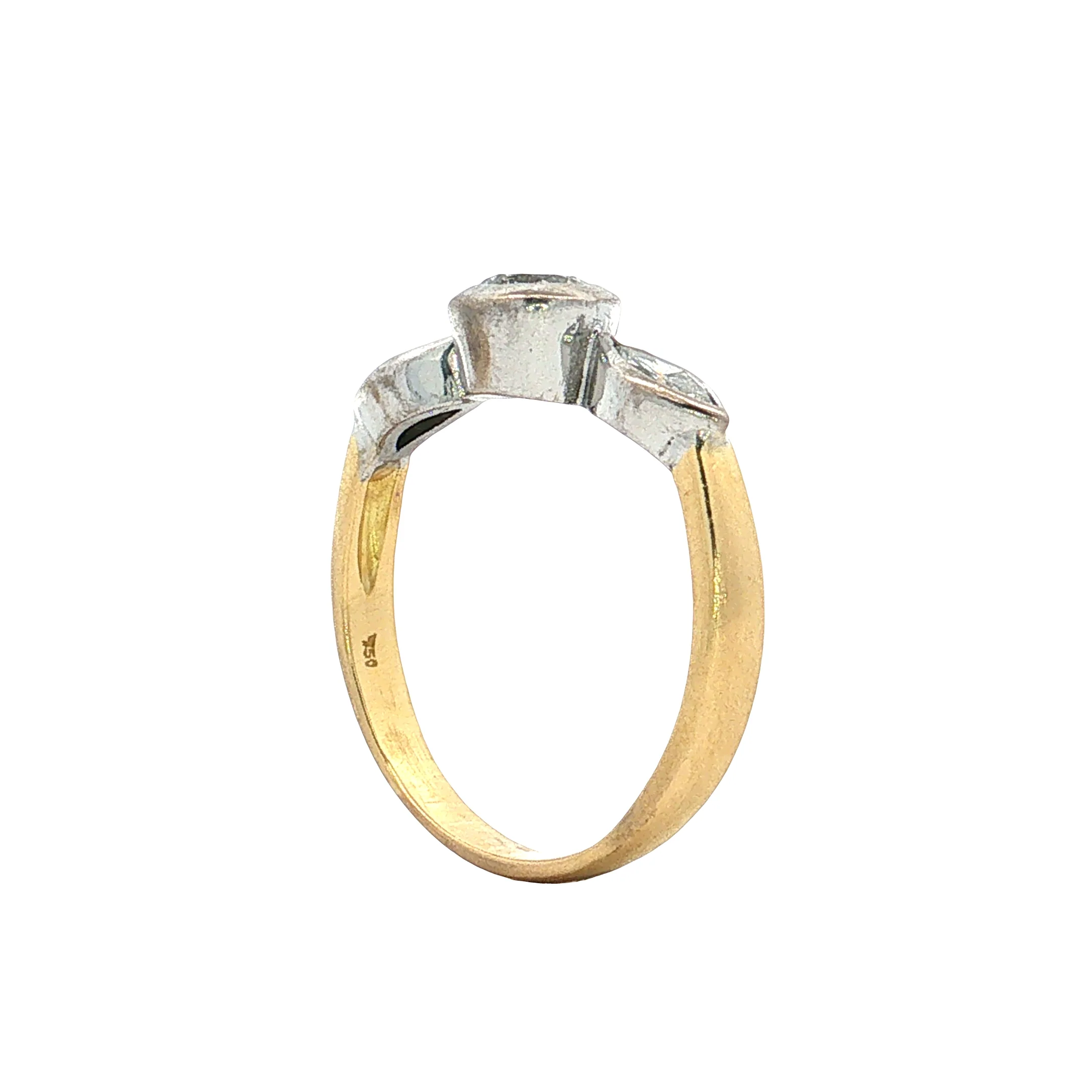 .44 Three Stone Diamond Engagement Ring Two-Tone 18k - Image 5