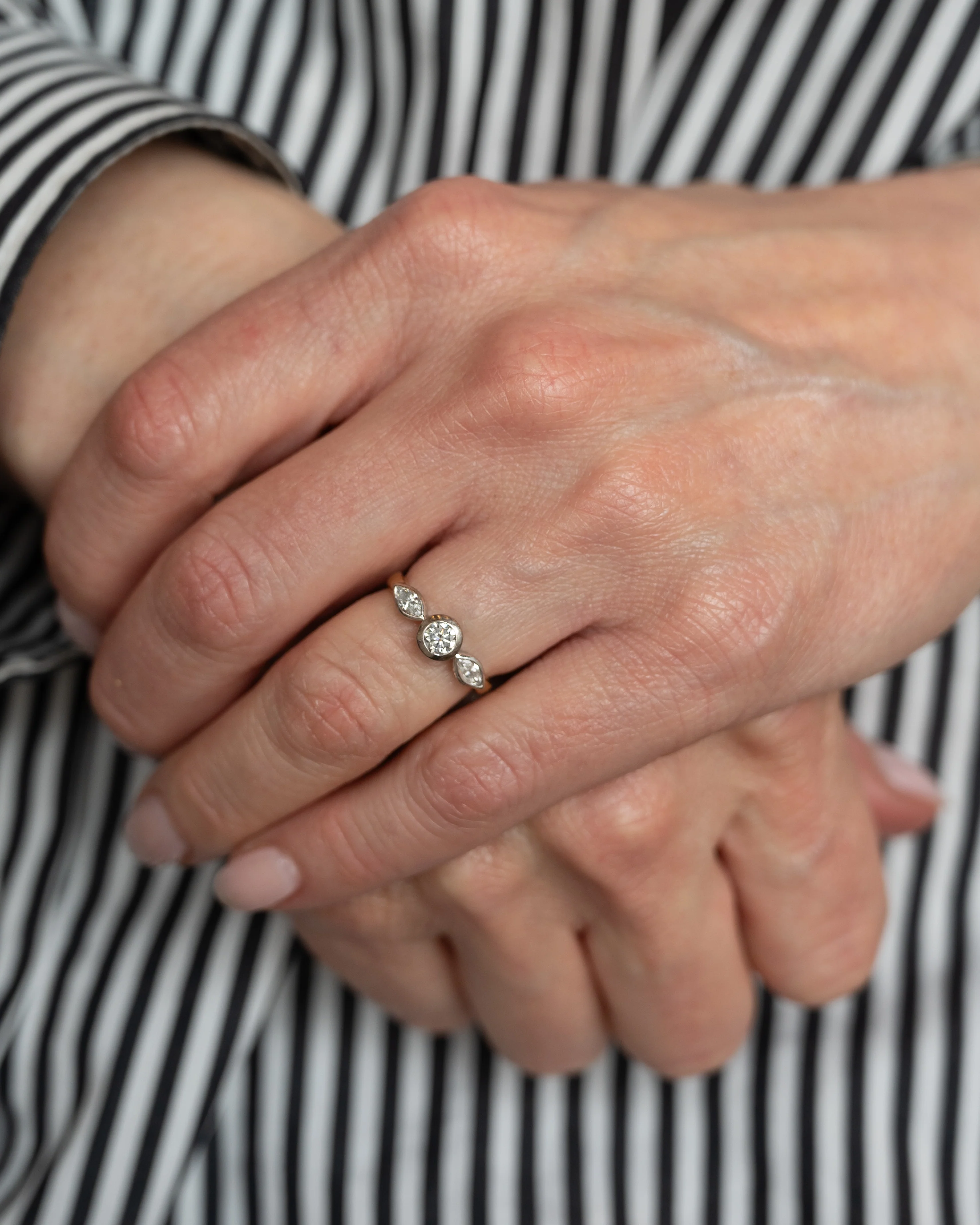 .44 Three Stone Diamond Engagement Ring Two-Tone 18k - Image 7