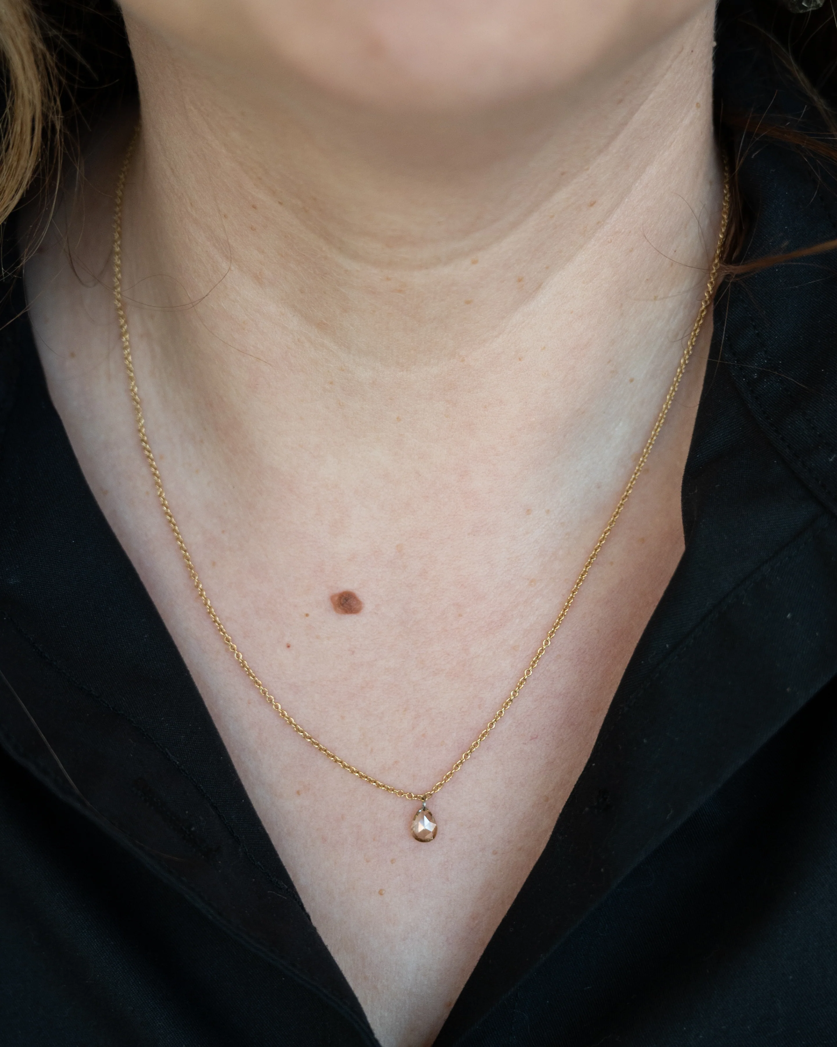 .45 Pear Rose Cut Diamond Pendant Necklace in 18k - Image 6