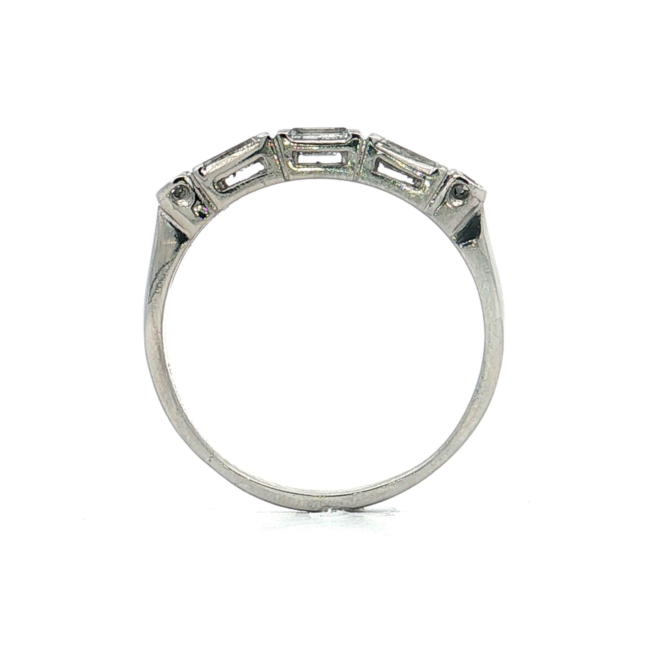 .45 Vintage Baguette Diamond Wedding Band Platinum - Image 5