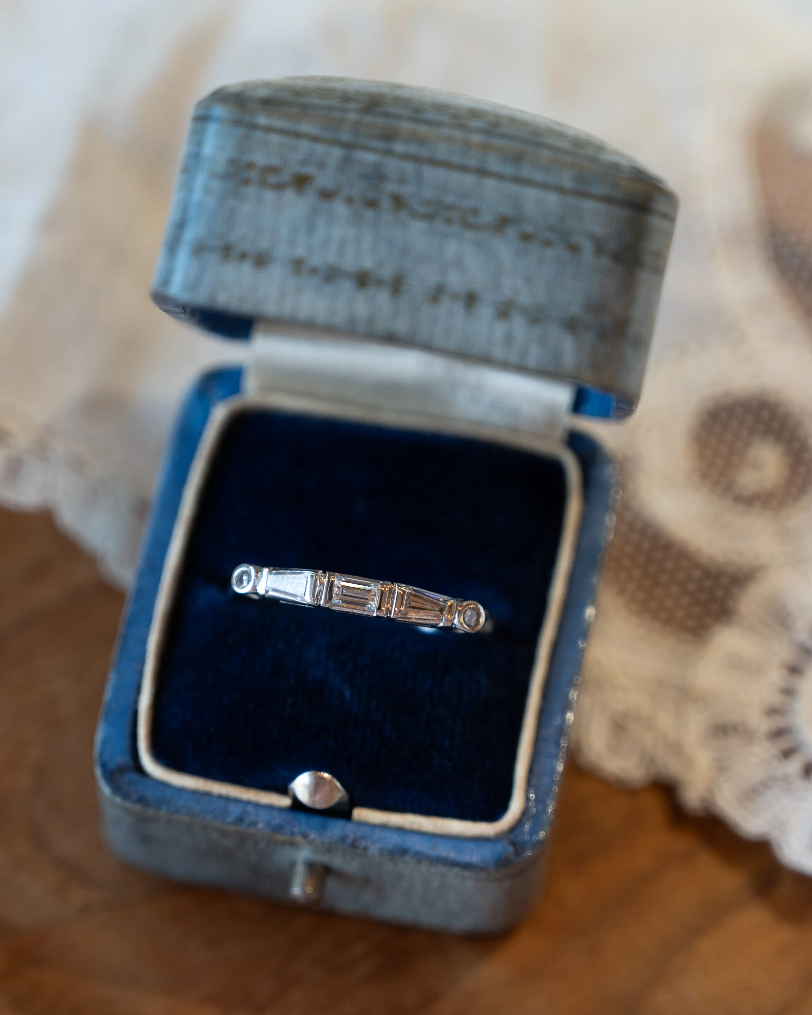 .45 Vintage Baguette Diamond Wedding Band Platinum - Image 6