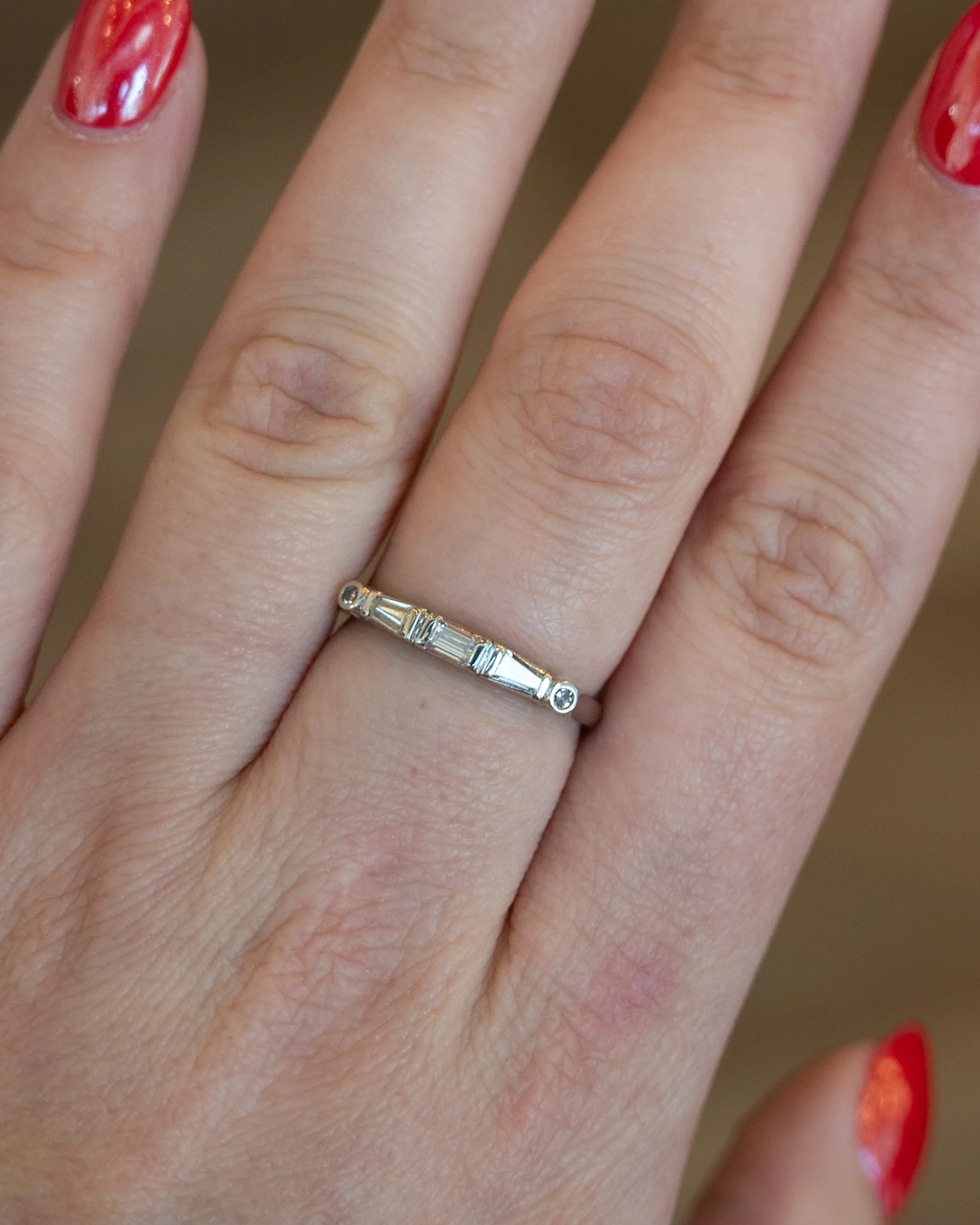 .45 Vintage Baguette Diamond Wedding Band Platinum - Image 7