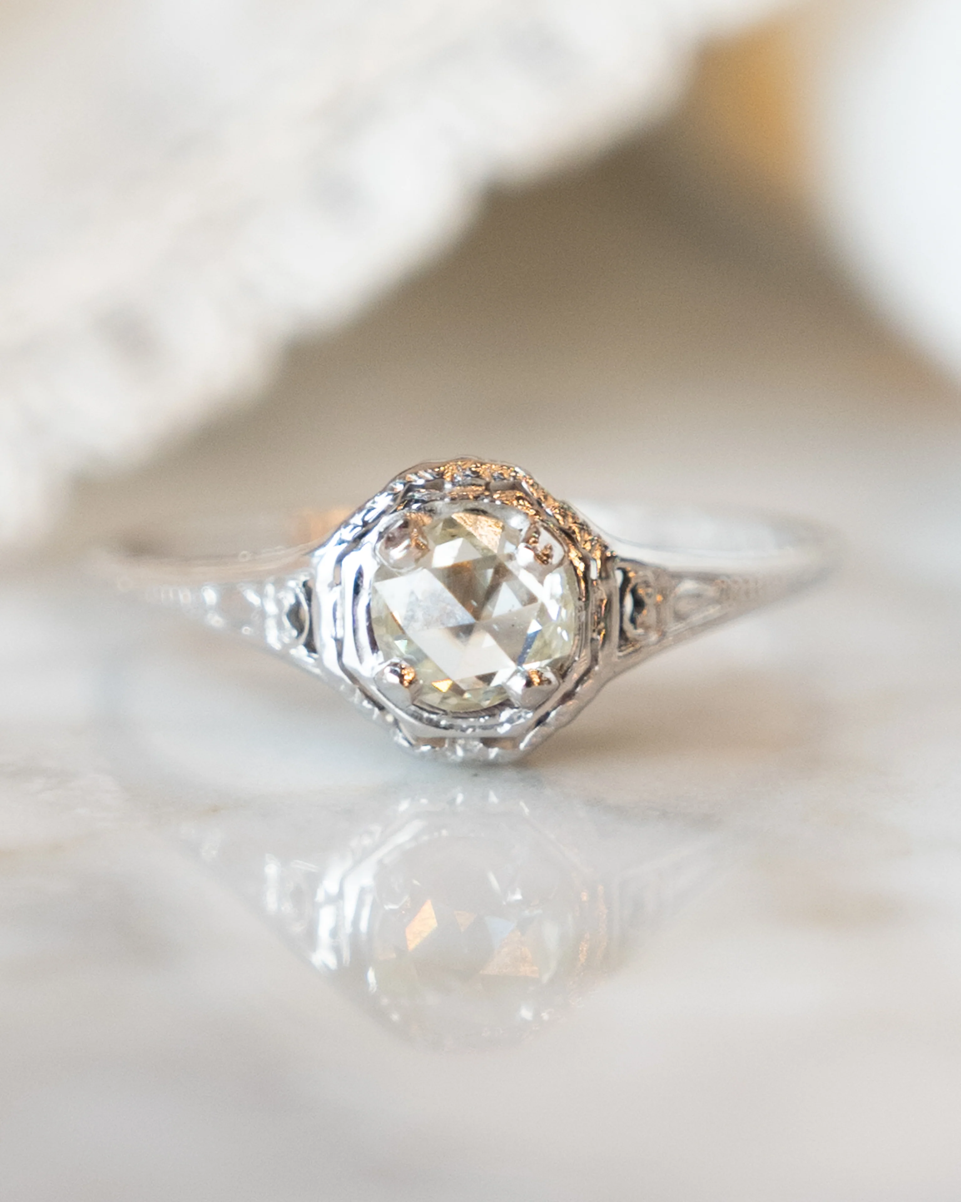 .45 Vintage Belais Bros Deco Rose Diamond Engagement Ring - Image 6