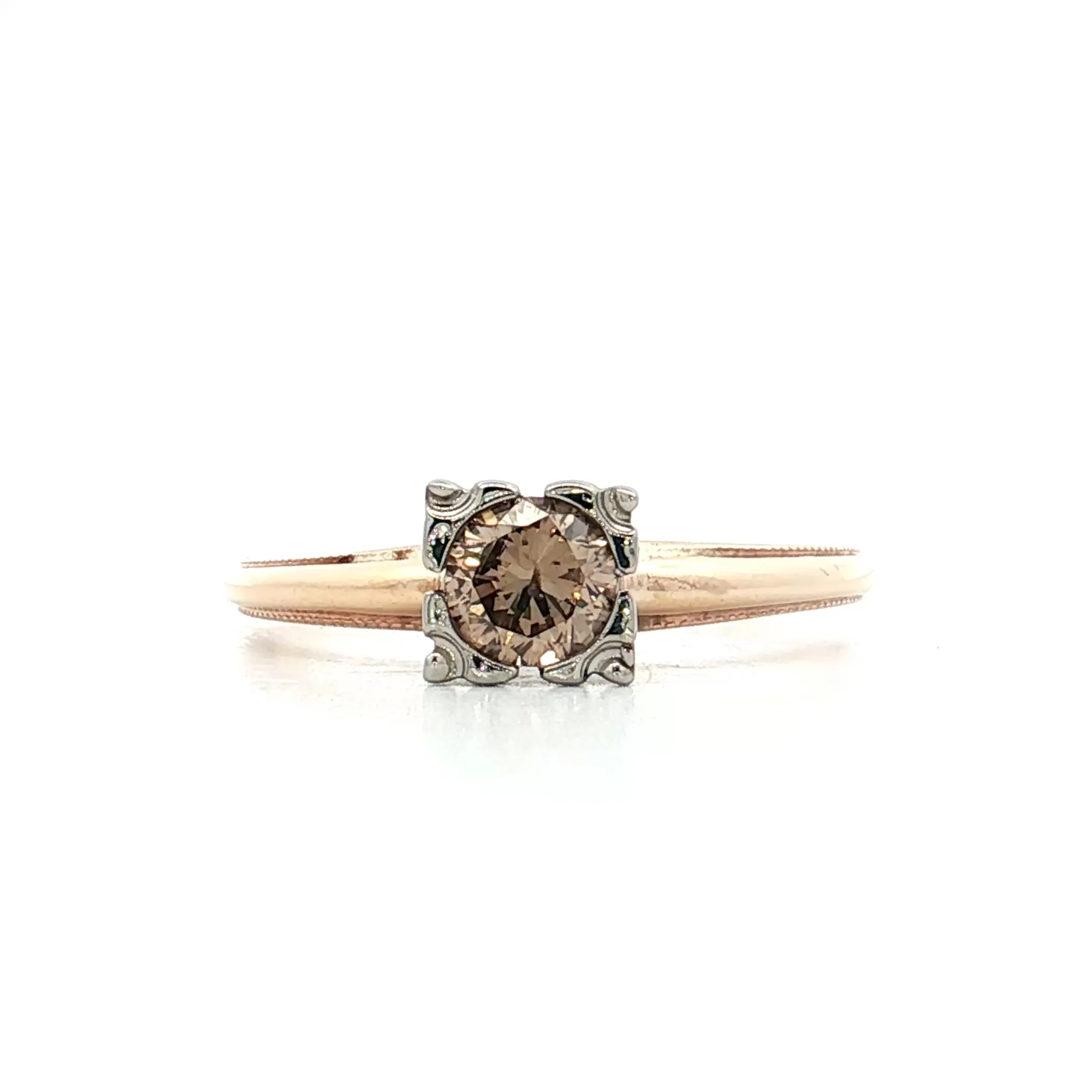 .45 Vintage Retro Champagne Diamond Engagement Ring 14k