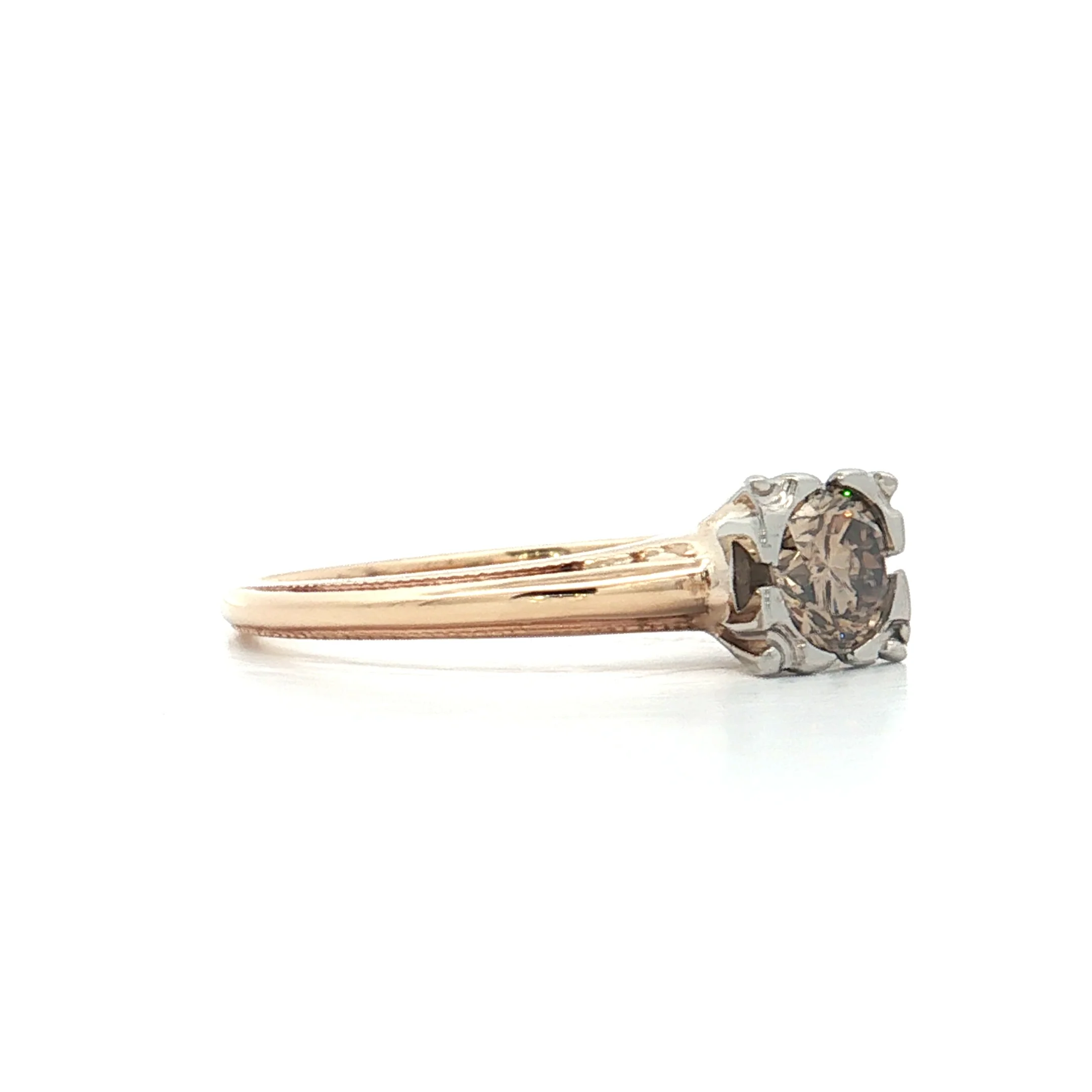 .45 Vintage Retro Champagne Diamond Engagement Ring 14k - Image 3