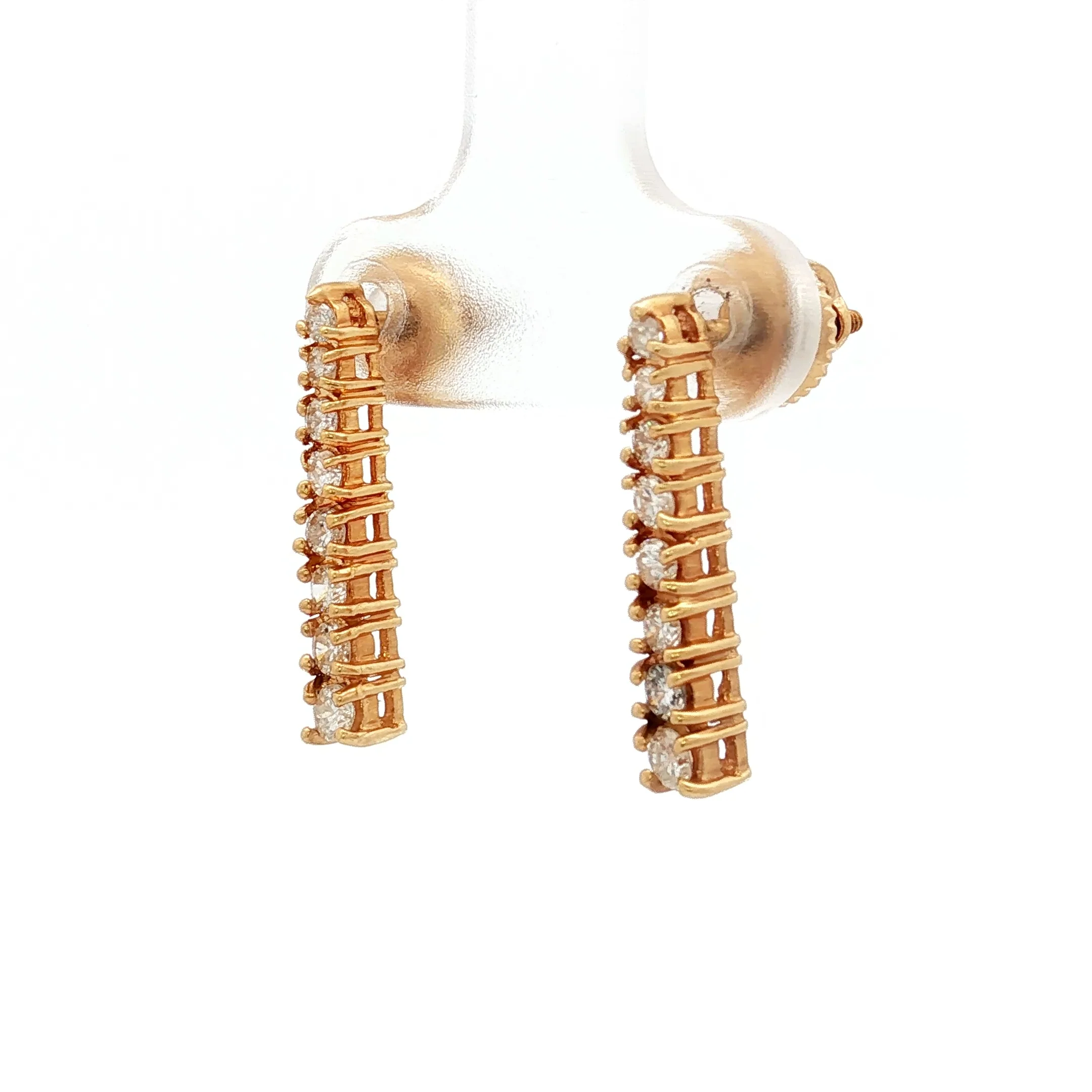 .46 Diamond Bar Earrings in 14k Yellow Gold - Image 2