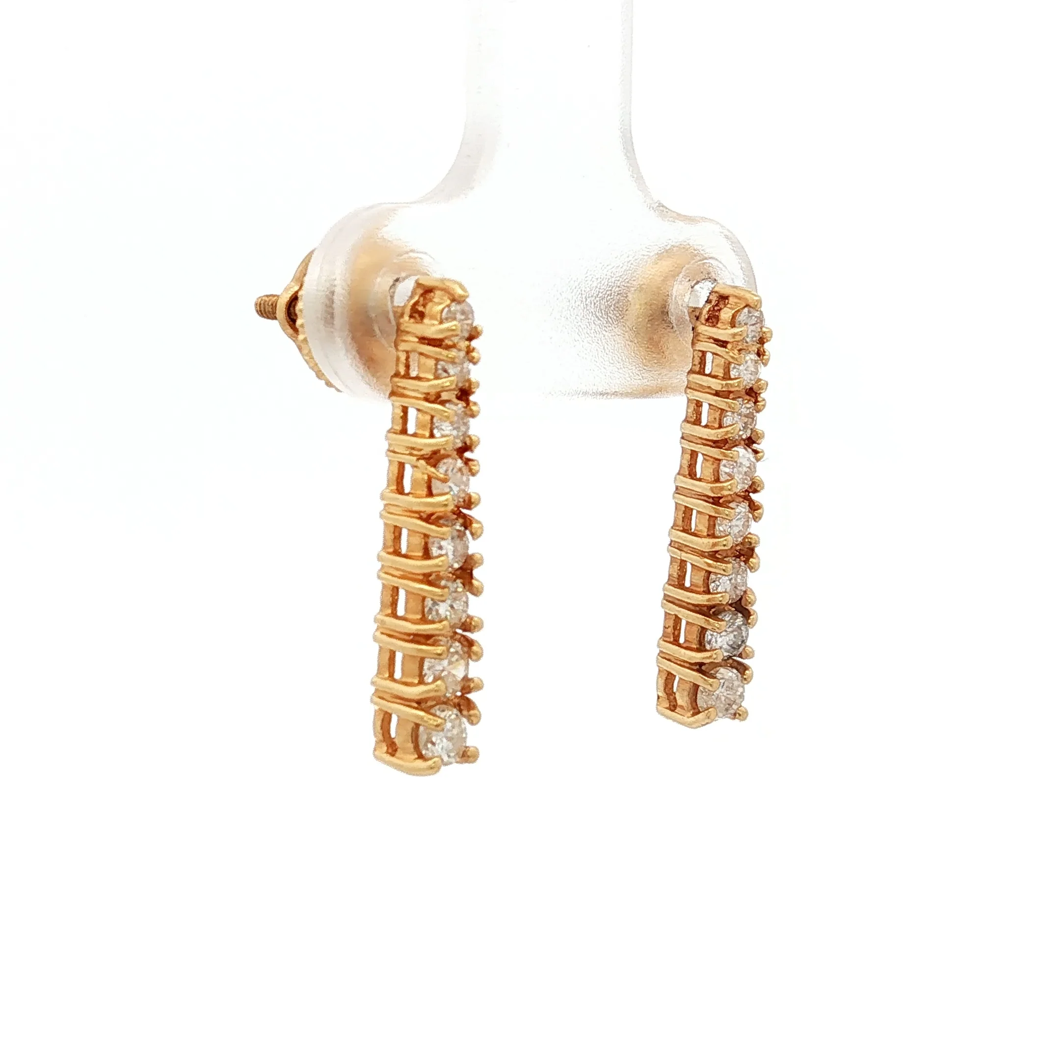 .46 Diamond Bar Earrings in 14k Yellow Gold - Image 3