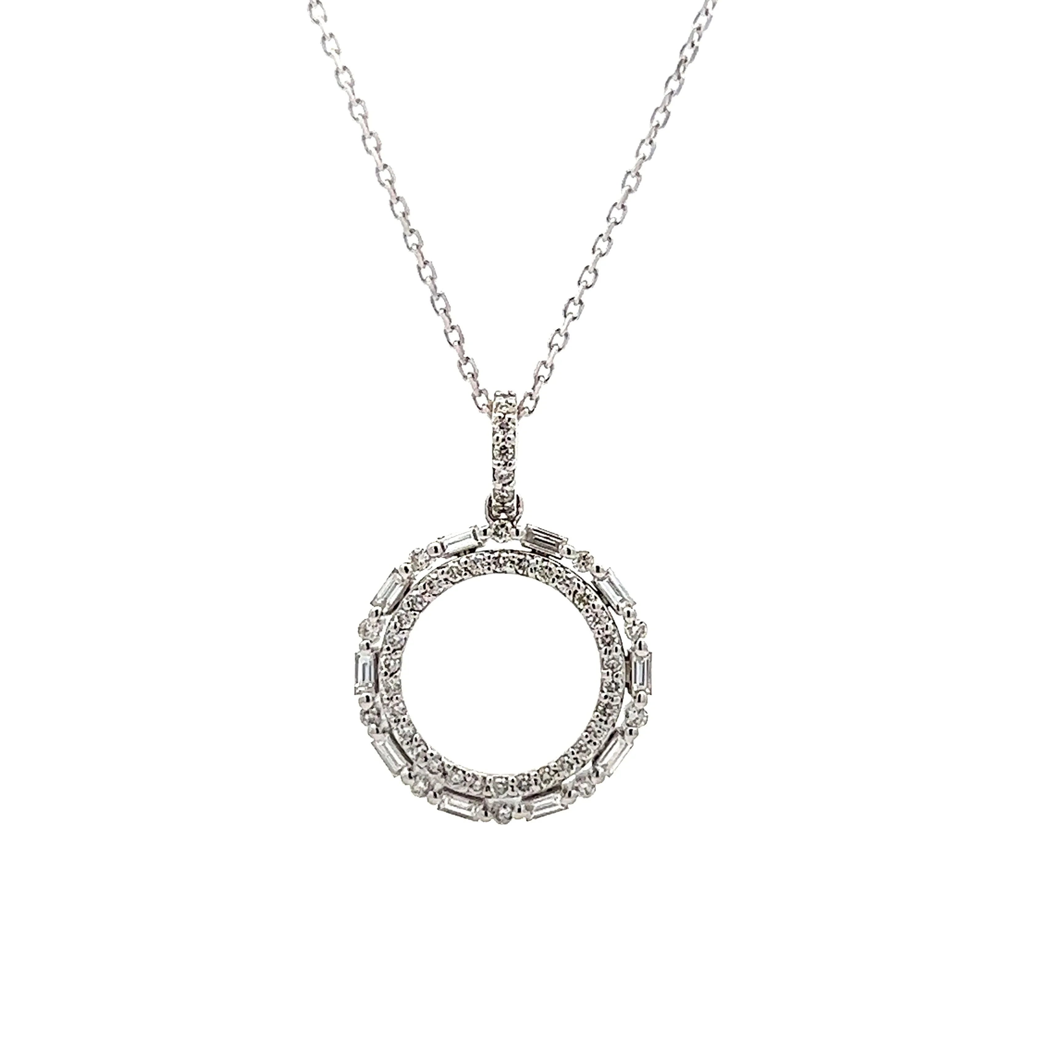 .46 Diamond Circle Pendant in 14k White Gold