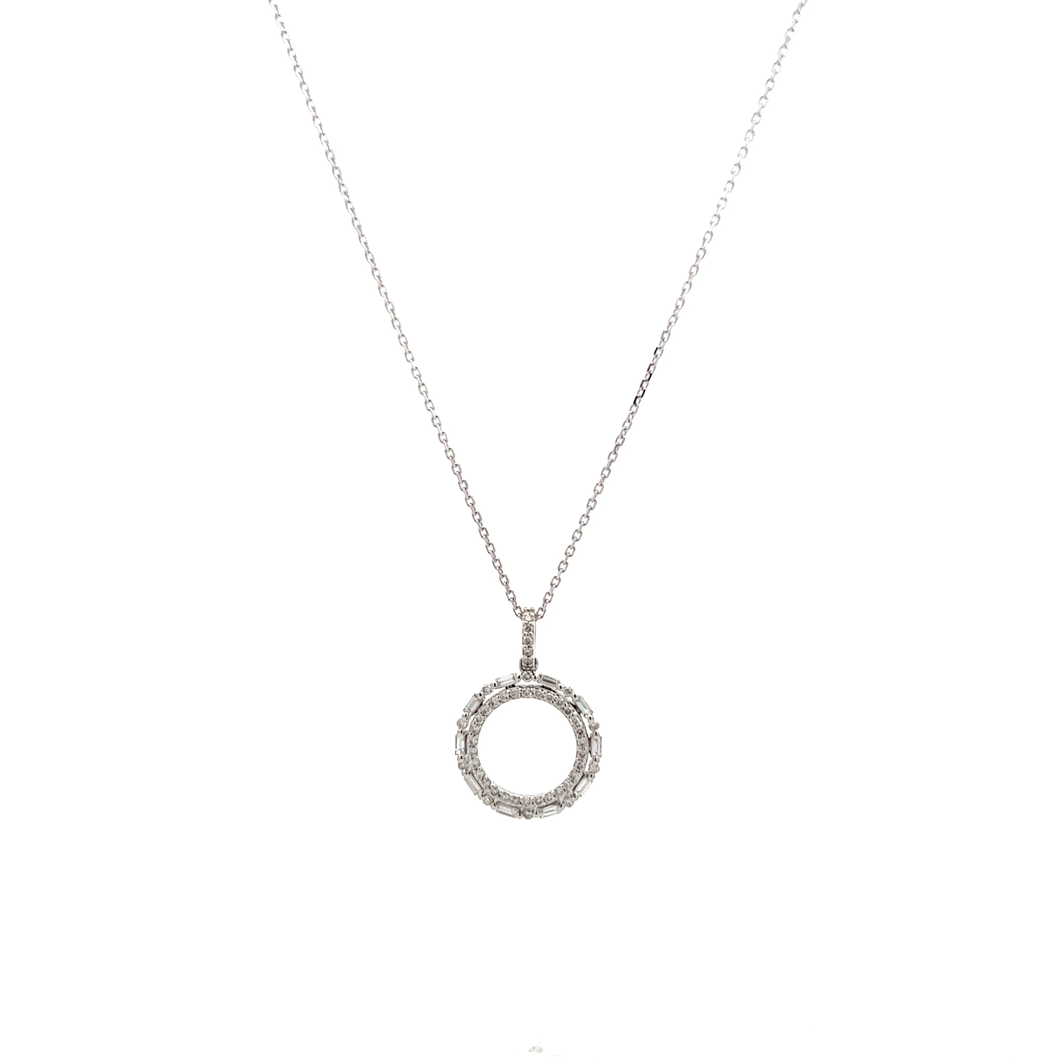 .46 Diamond Circle Pendant in 14k White Gold - Image 4