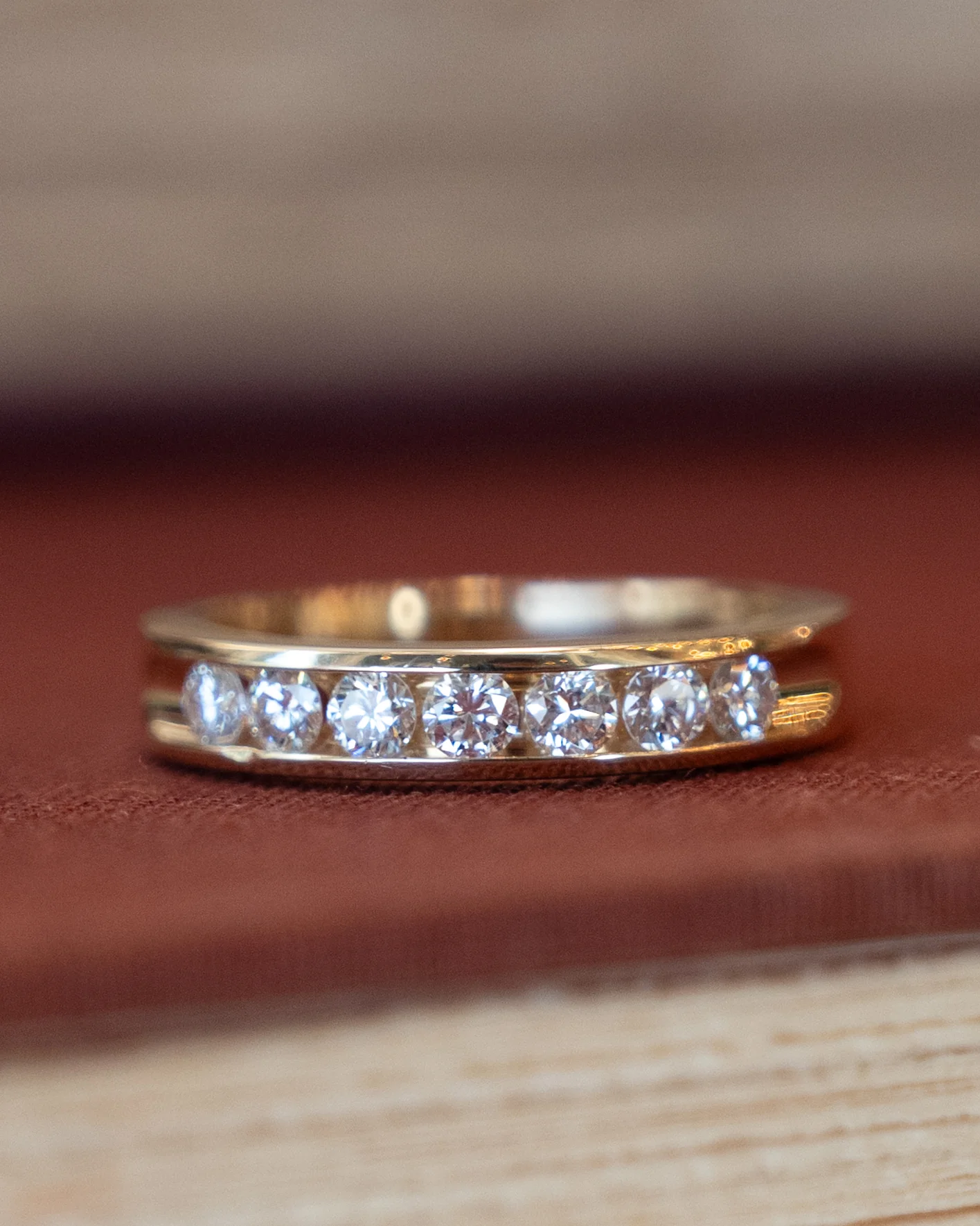 .46 Round Brilliant Diamond Wedding Band 14k - Image 6