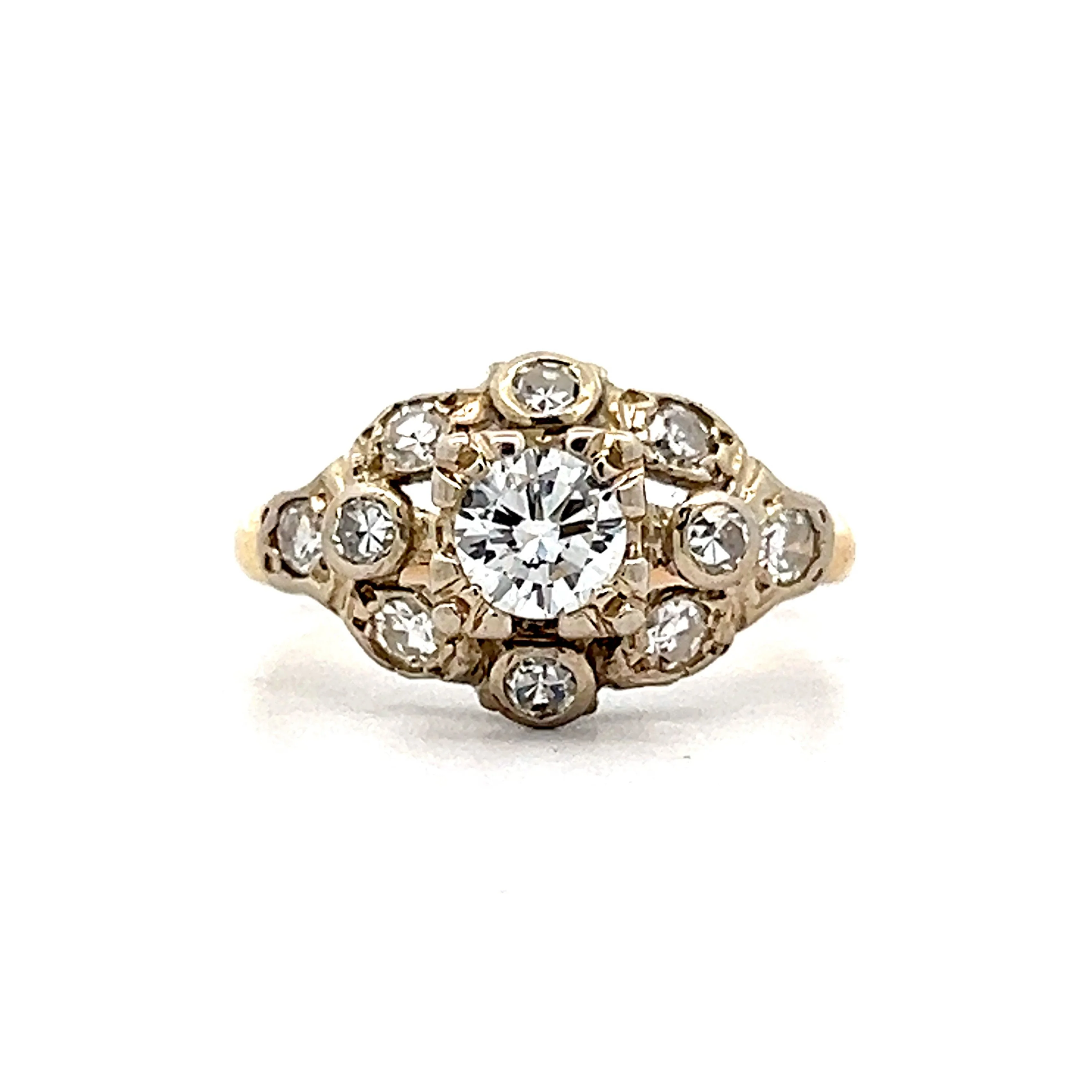 .46 Vintage Retro Diamond Engagement Ring in Yellow & White Gold