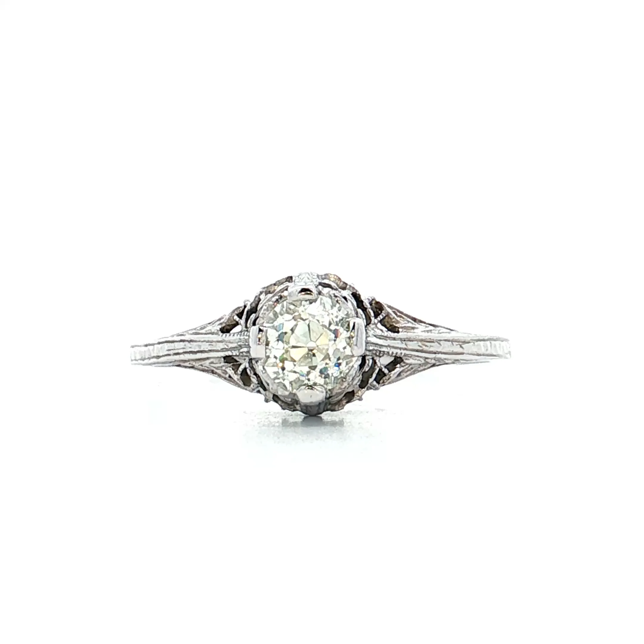 .47 Antique Old Mine Diamond Engagement Ring 18k