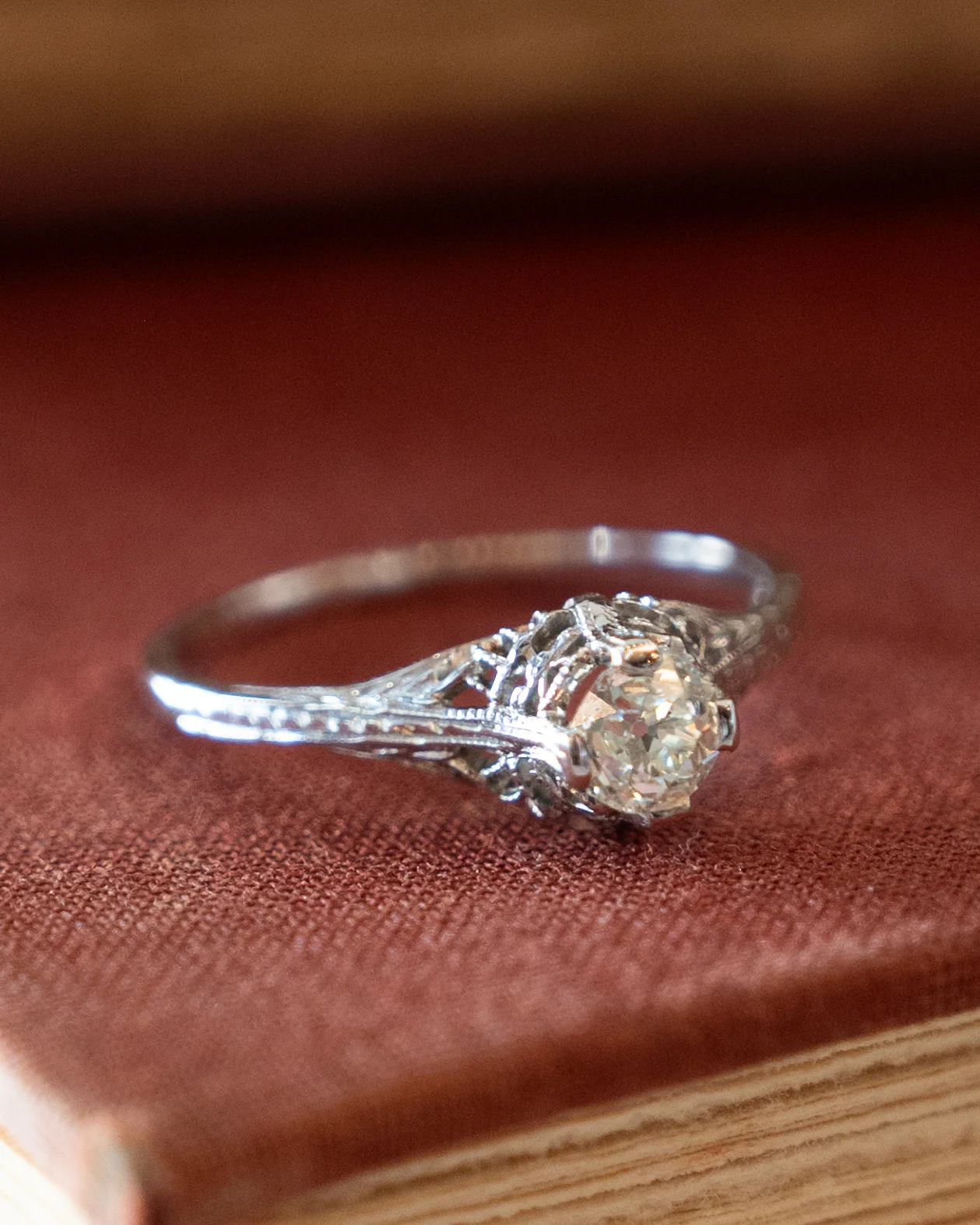 .47 Antique Old Mine Diamond Engagement Ring 18k - Image 6