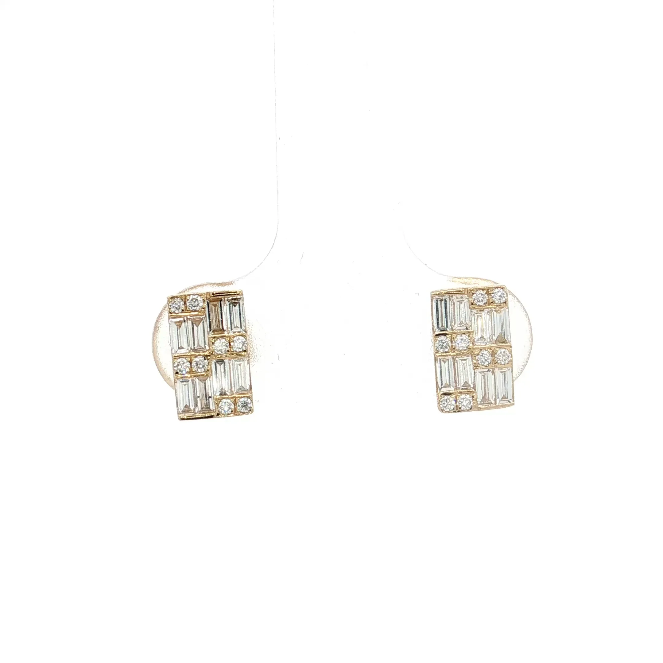 .48 Baguette & Round Diamond Stud Earrings 14k