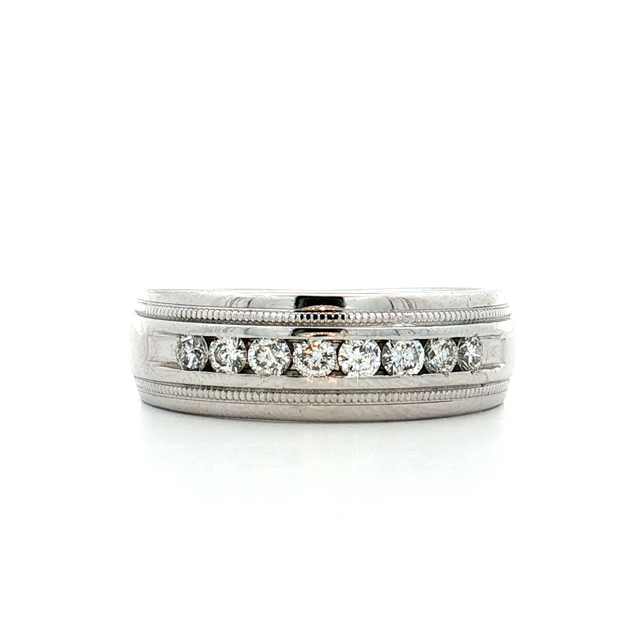 .48 Mens Diamond Channel Set Band 14k White Gold