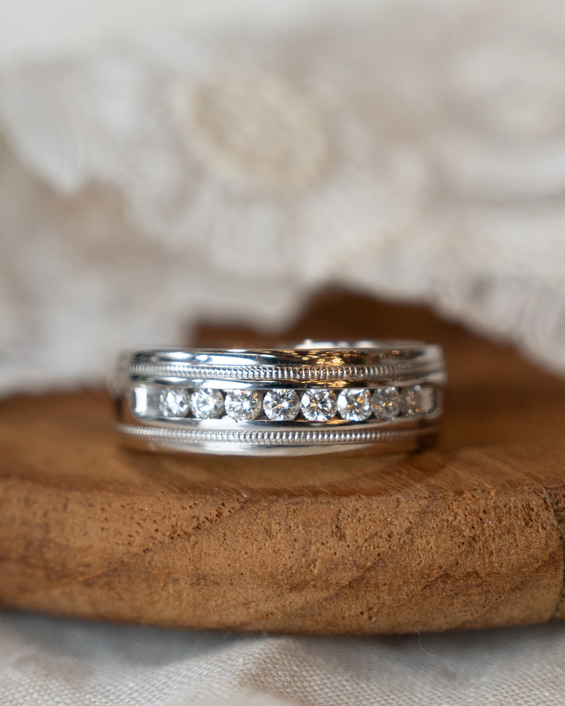 .48 Mens Diamond Channel Set Band 14k White Gold - Image 6