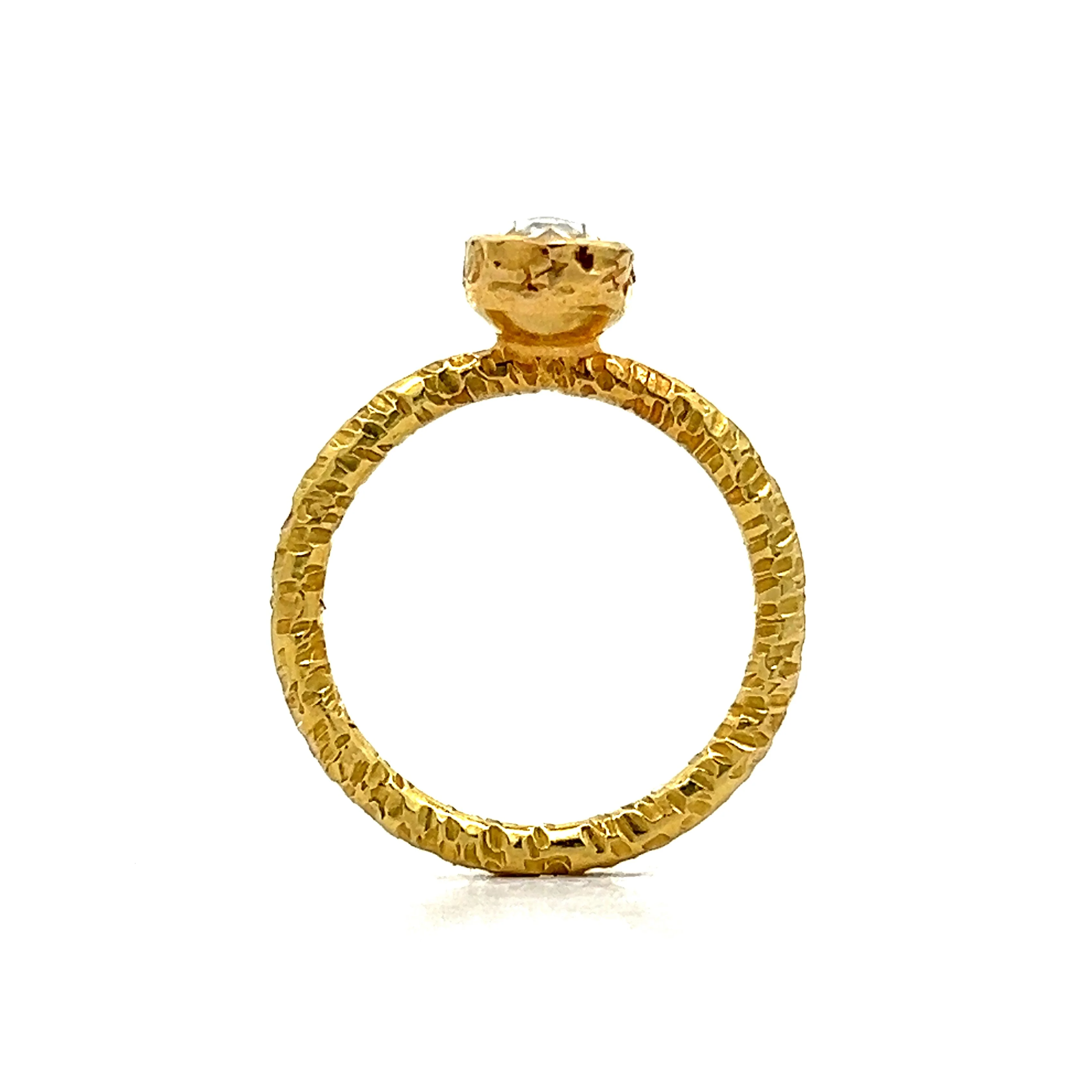 .48 Oval Rose Cut Diamond Stacking Ring in 24k - Image 4