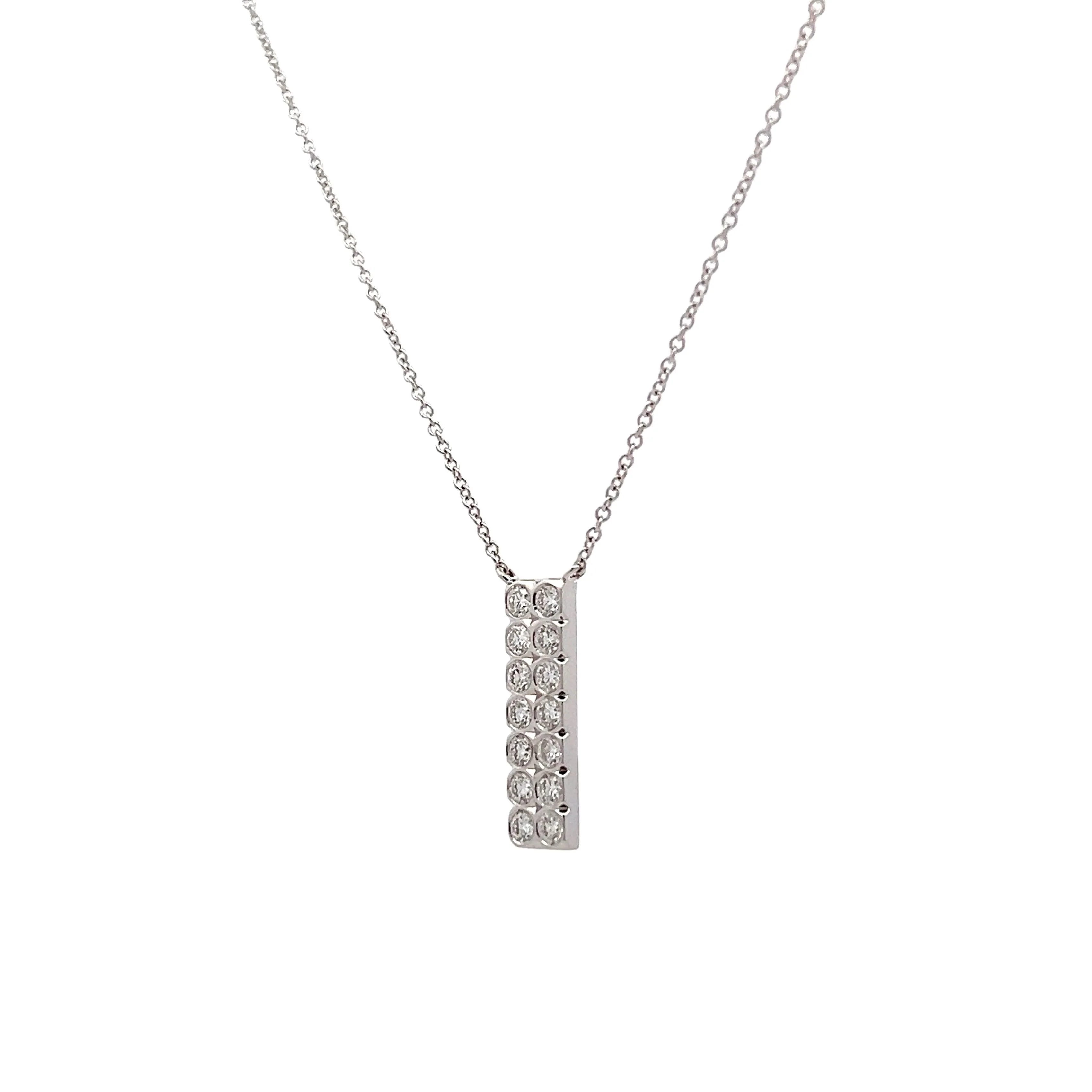 .49 Diamond Bar Pendant Necklace in 18k White Gold - Image 2