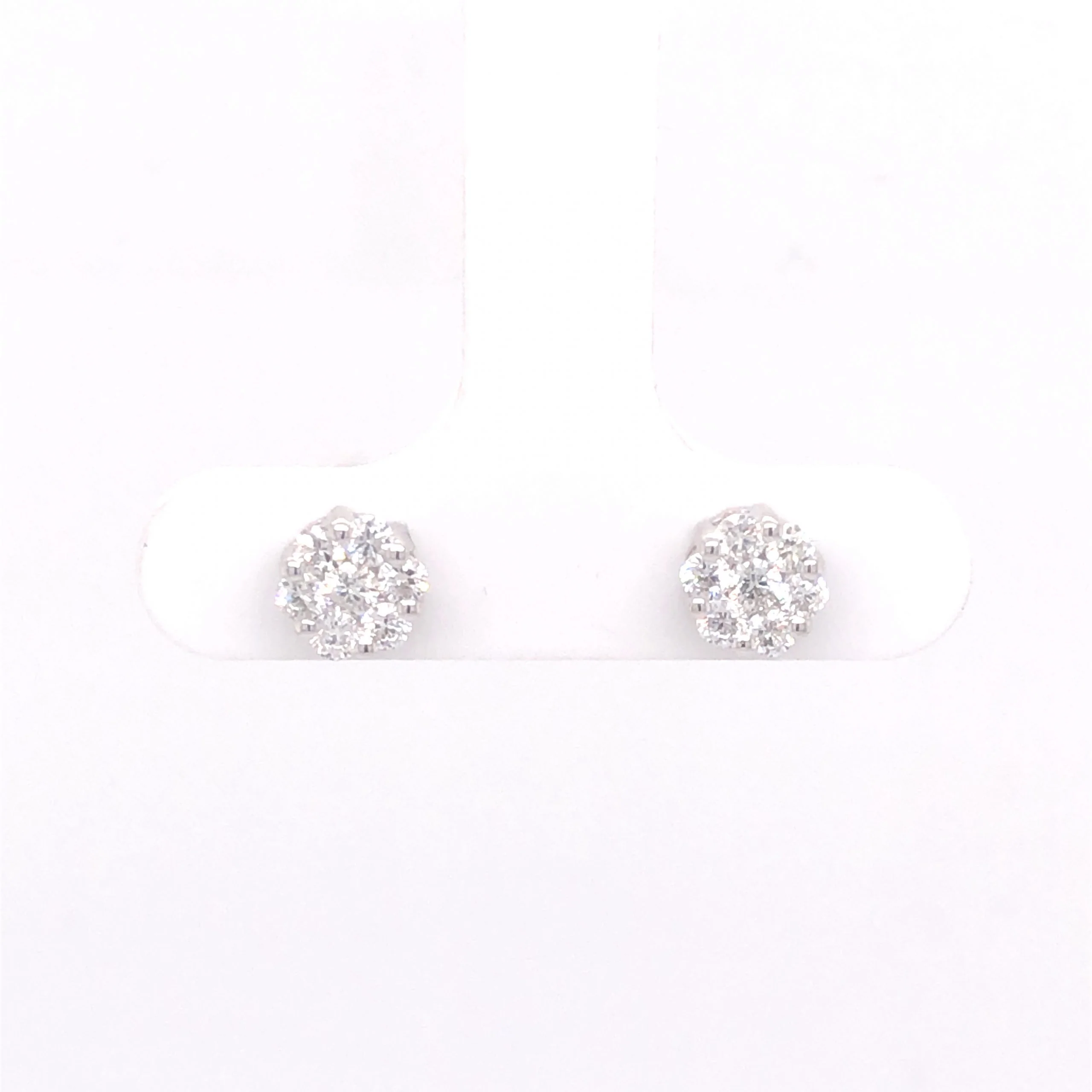 .49 Diamond Cluster Earring Studs in 14k White Gold
