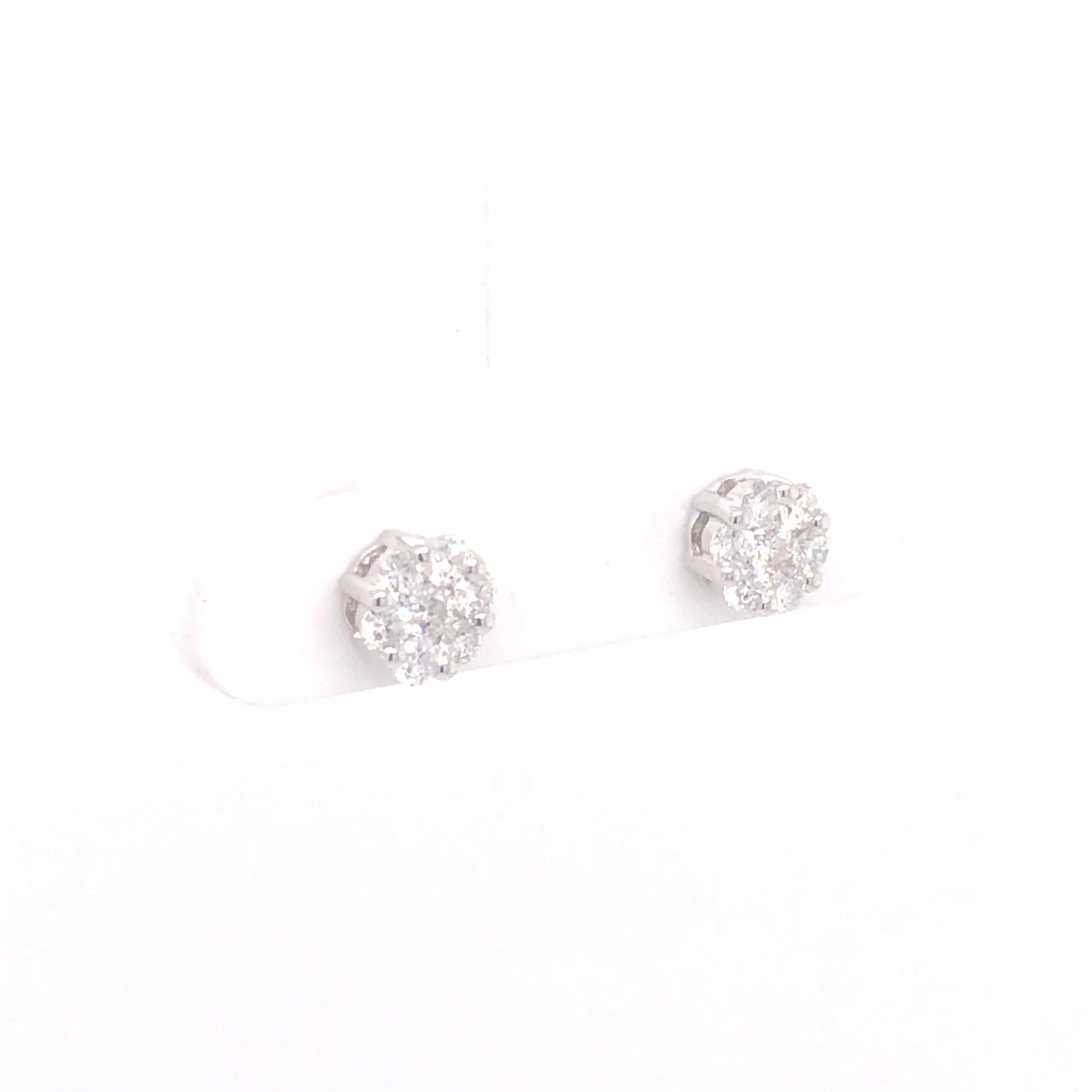 .49 Diamond Cluster Earring Studs in 14k White Gold - Image 3