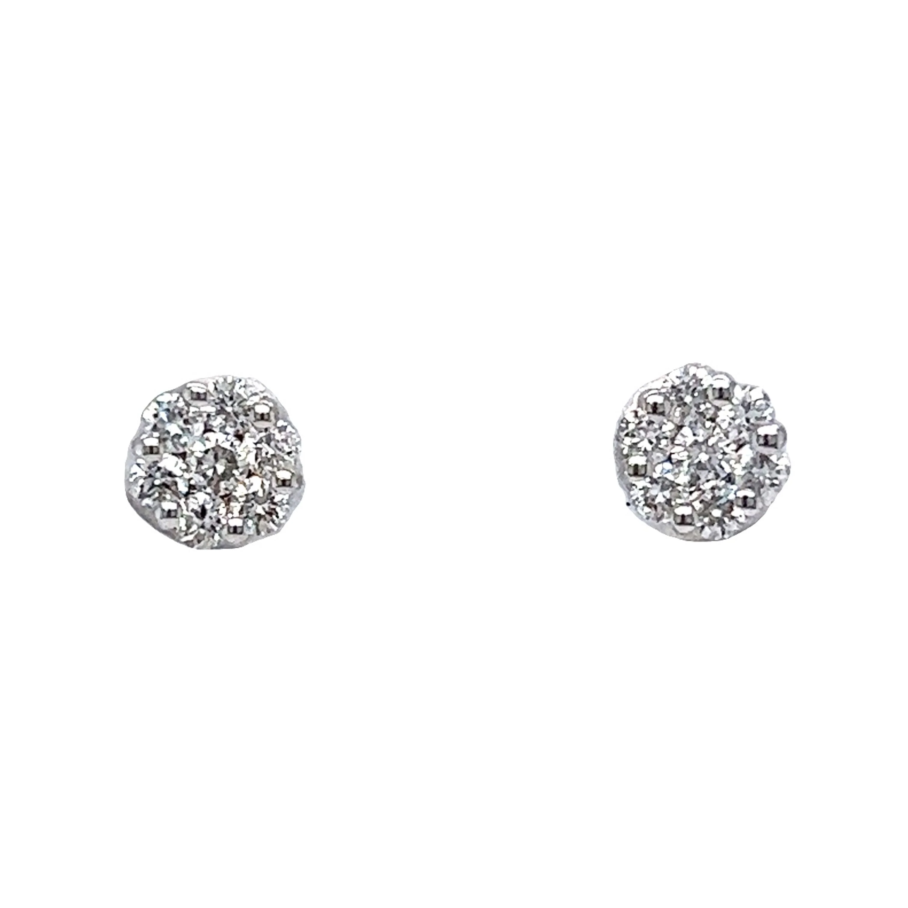 .49 Diamond Cluster Earrings in 14k White Gold