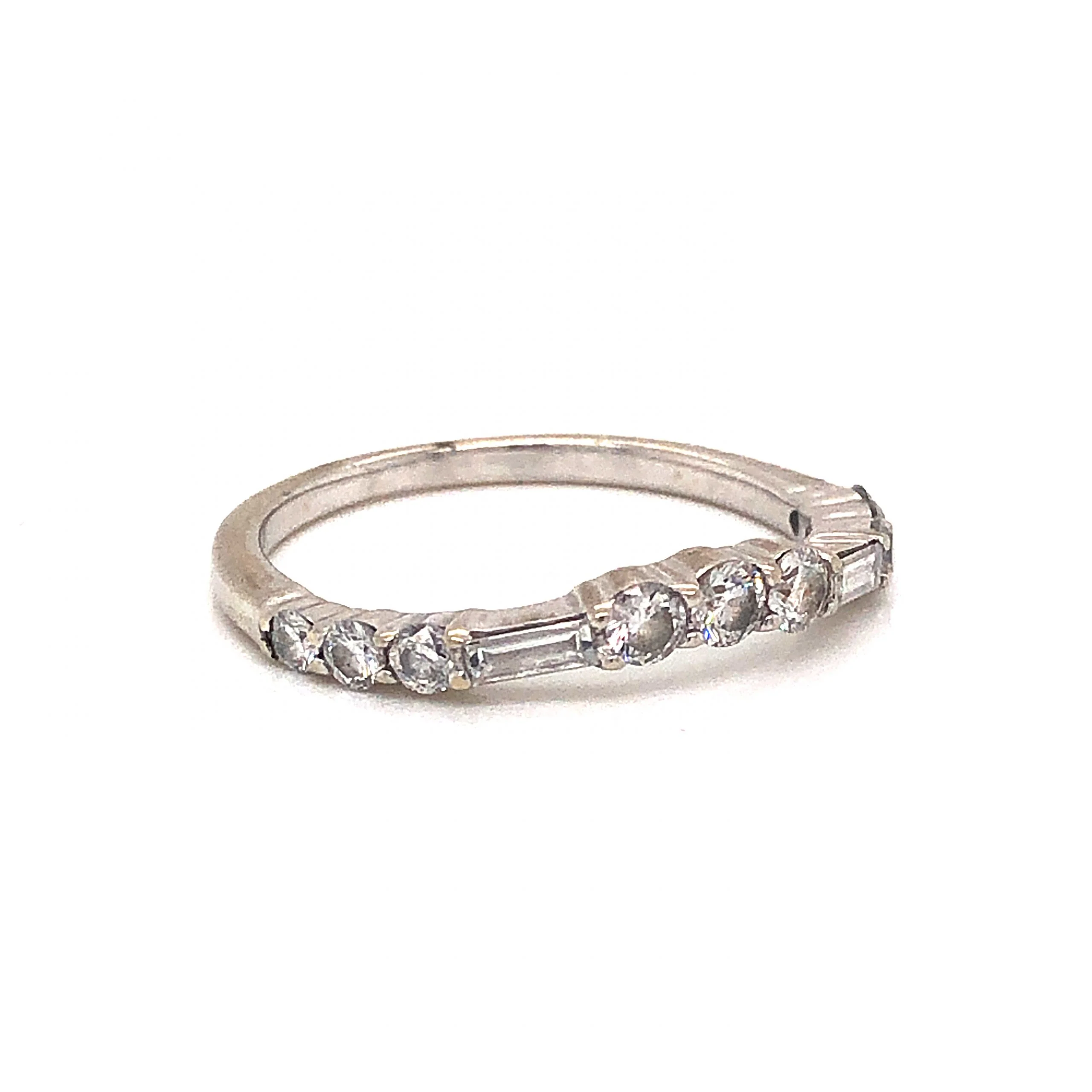 .49 Round & Baguette Cut Diamond Wedding Band in 14k White Gold - Image 3