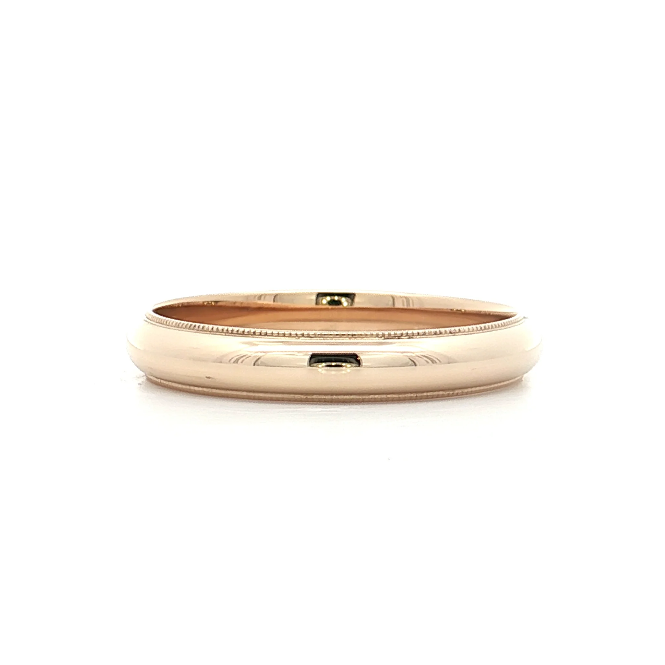 4mm Stepped Edge Milgrain Wedding Band 14k Yellow Gold - Image 2
