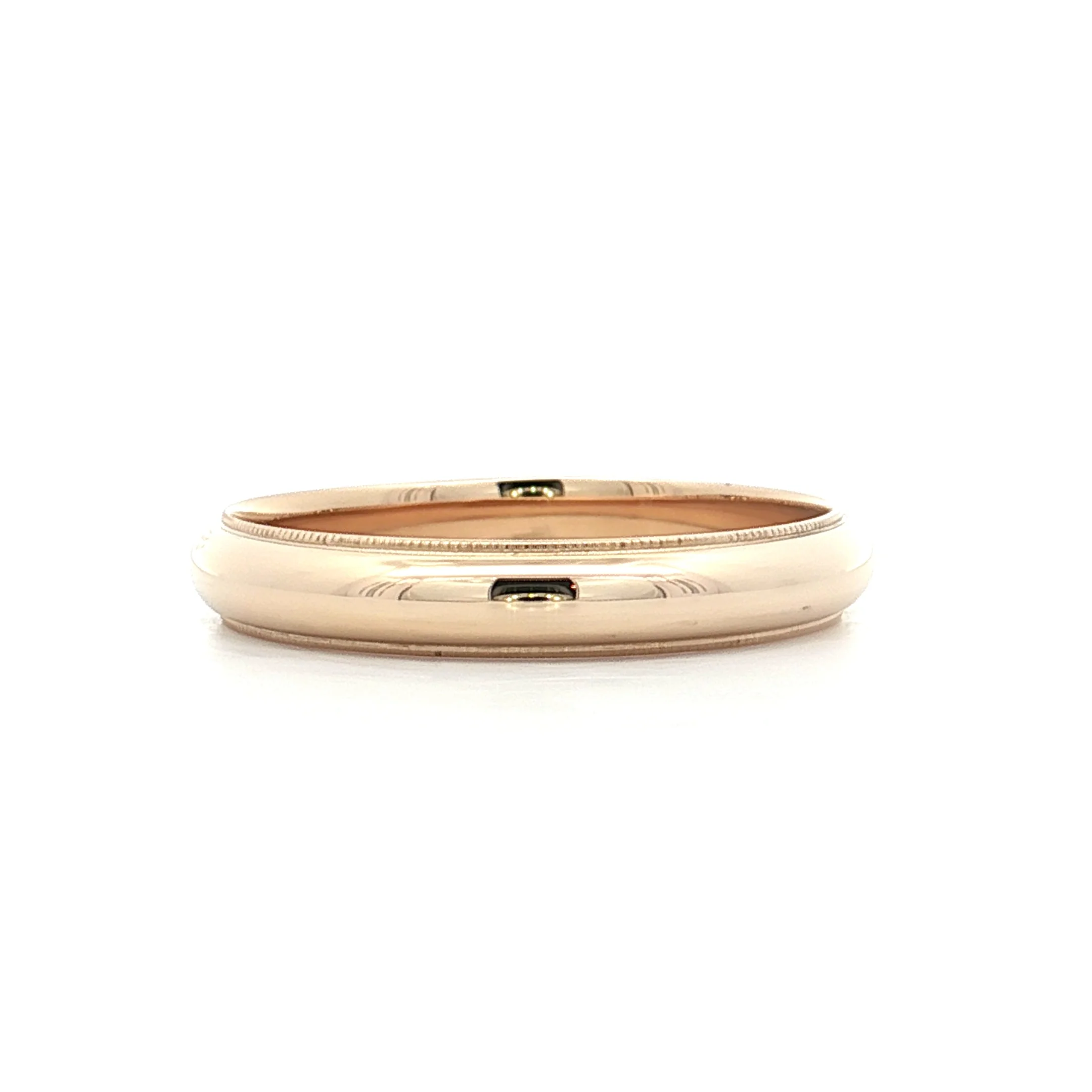 4mm Stepped Edge Milgrain Wedding Band 14k Yellow Gold - Image 3