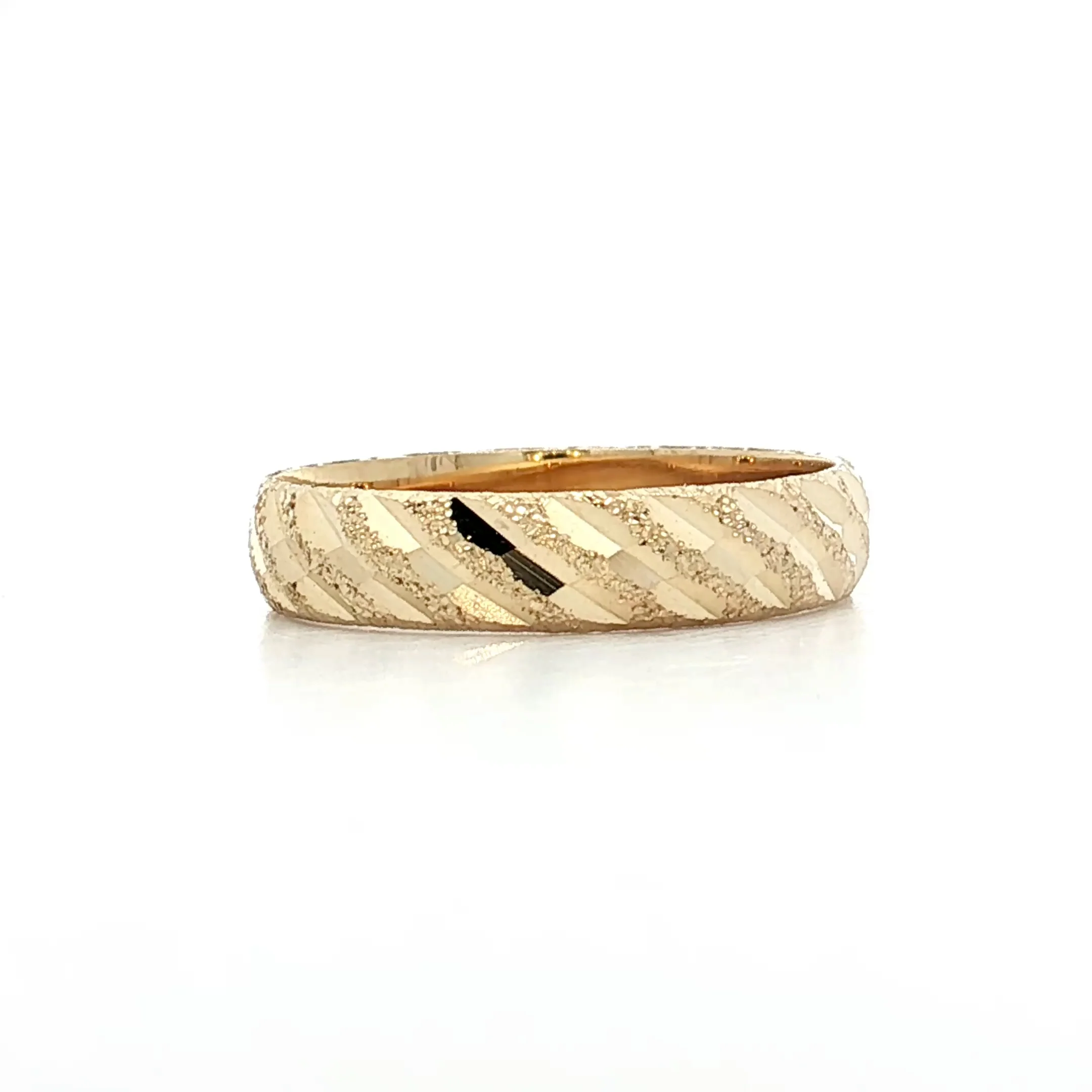 4mm Textured Half Round Wedding Band 14k