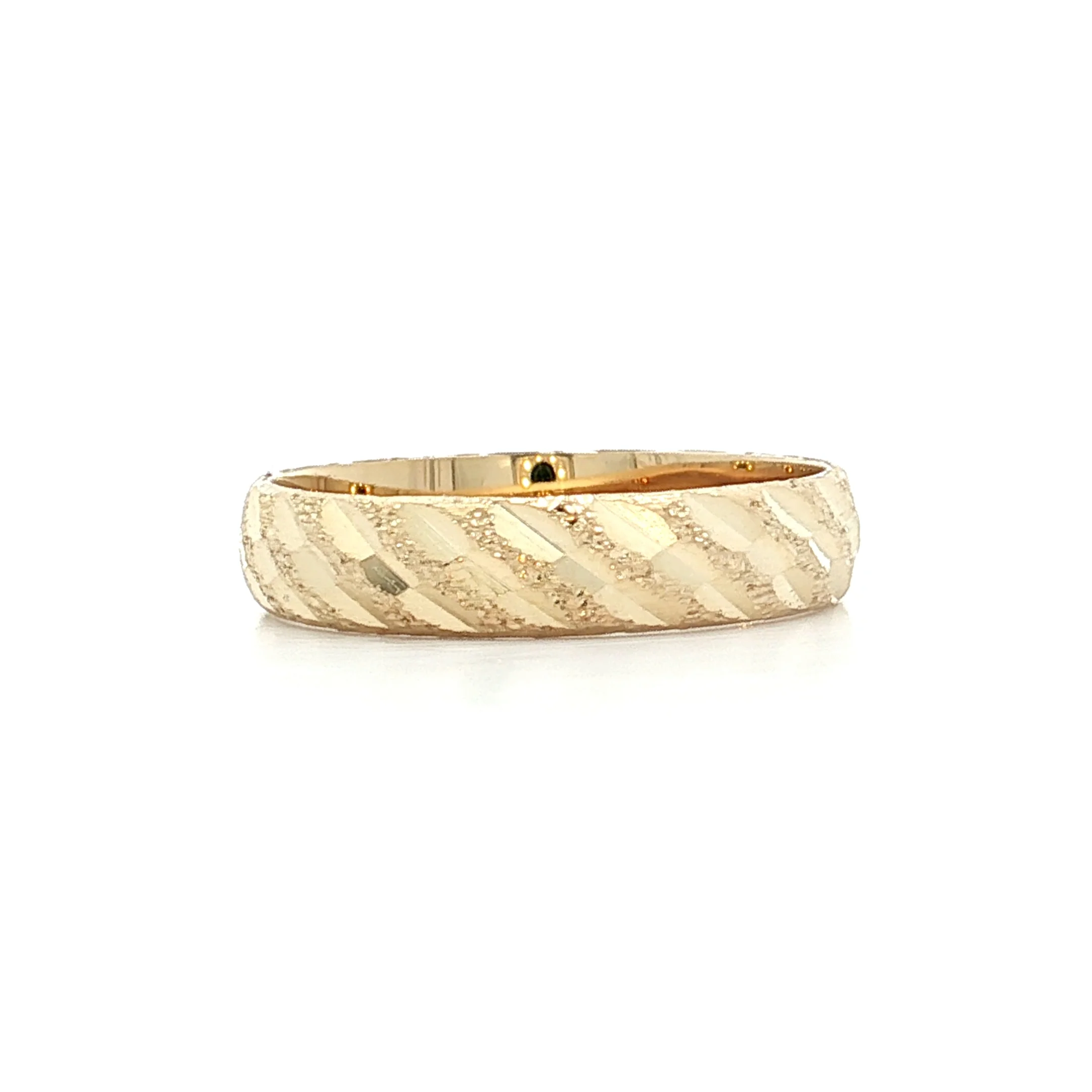 4mm Textured Half Round Wedding Band 14k - Image 3