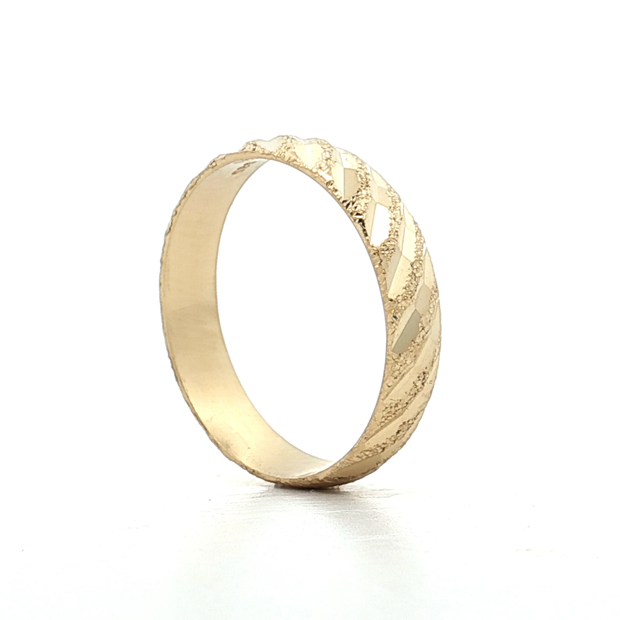 4mm Textured Half Round Wedding Band 14k - Image 5