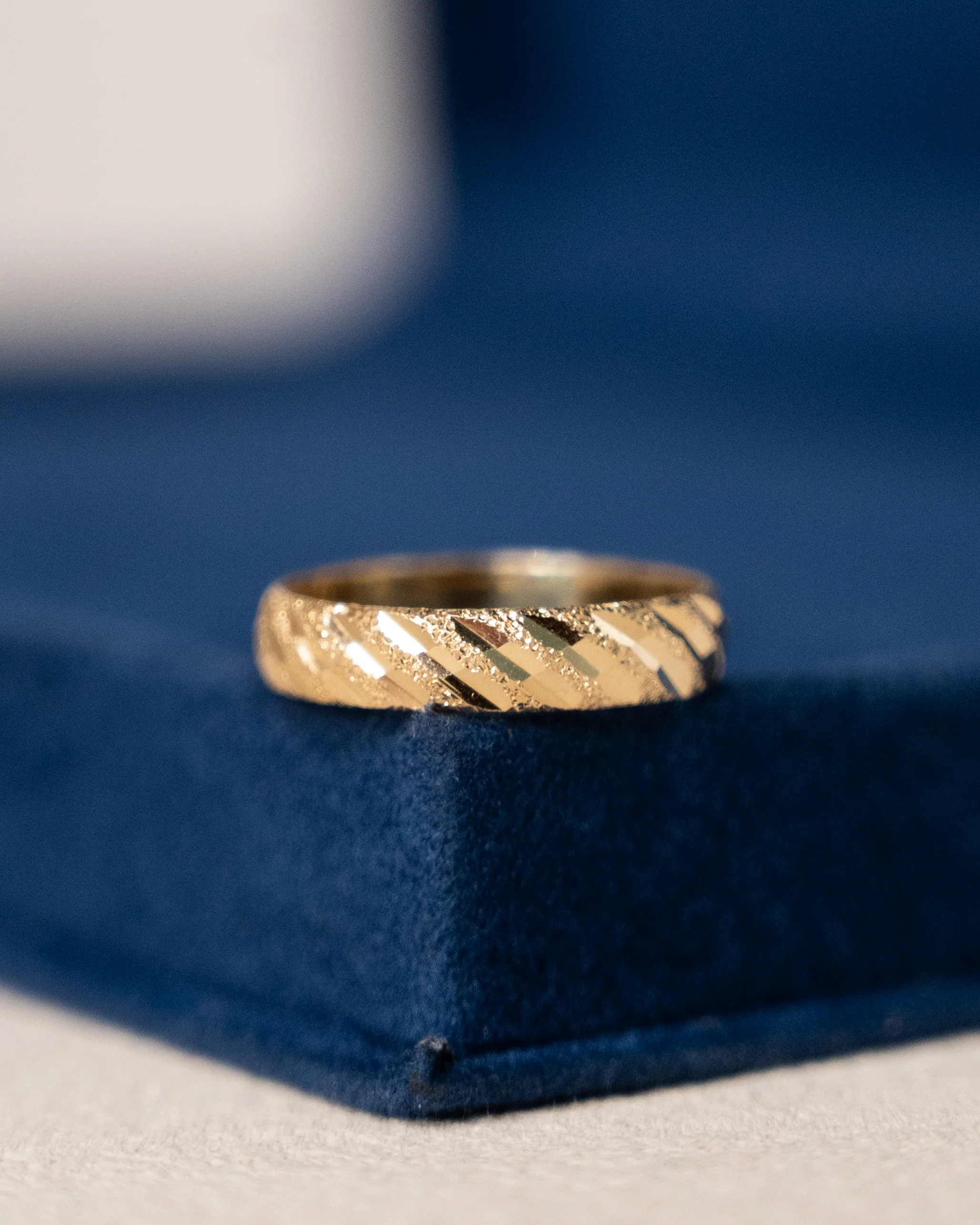 4mm Textured Half Round Wedding Band 14k - Image 6
