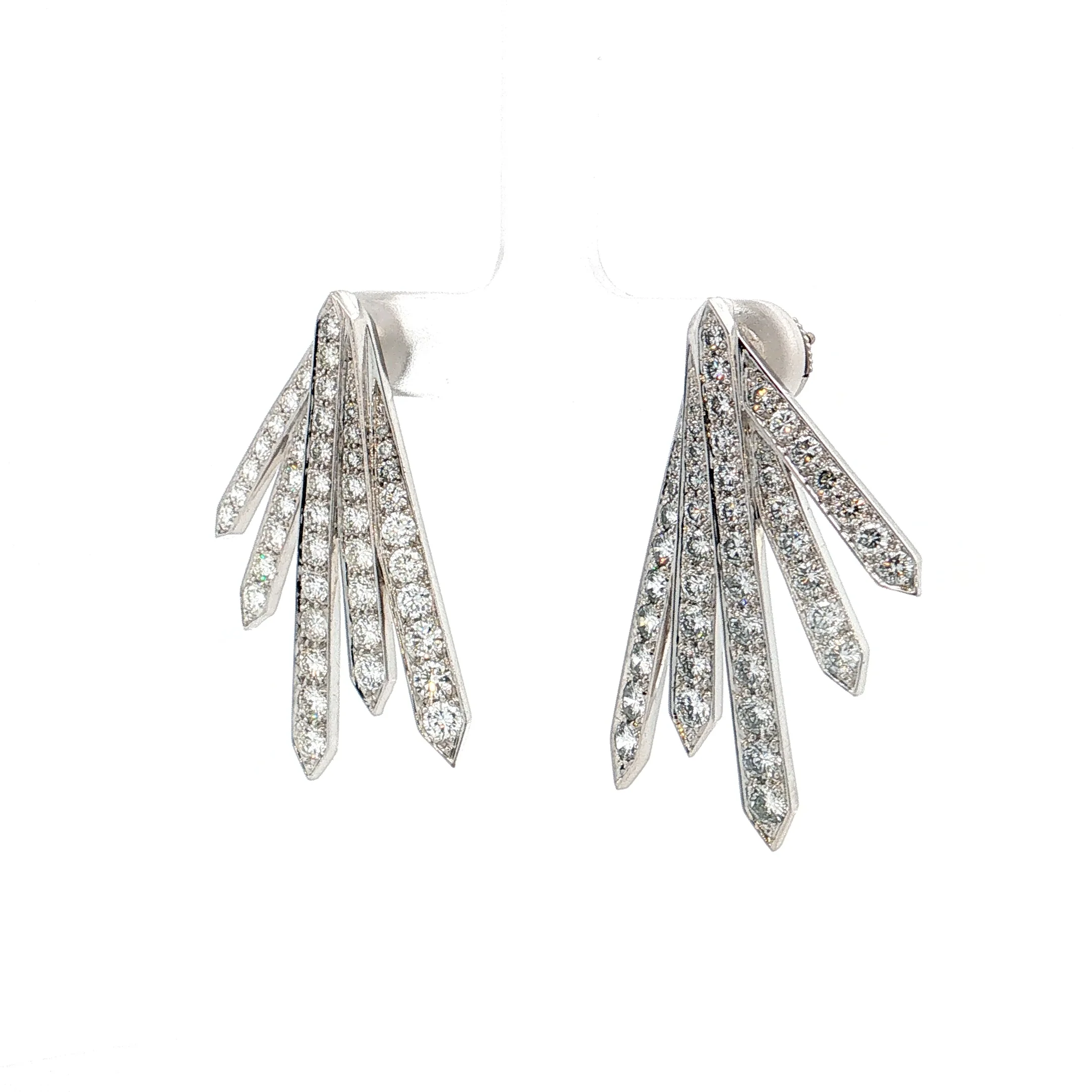 5.00 Diamond Spray Drop Earrings Platinum - Image 2