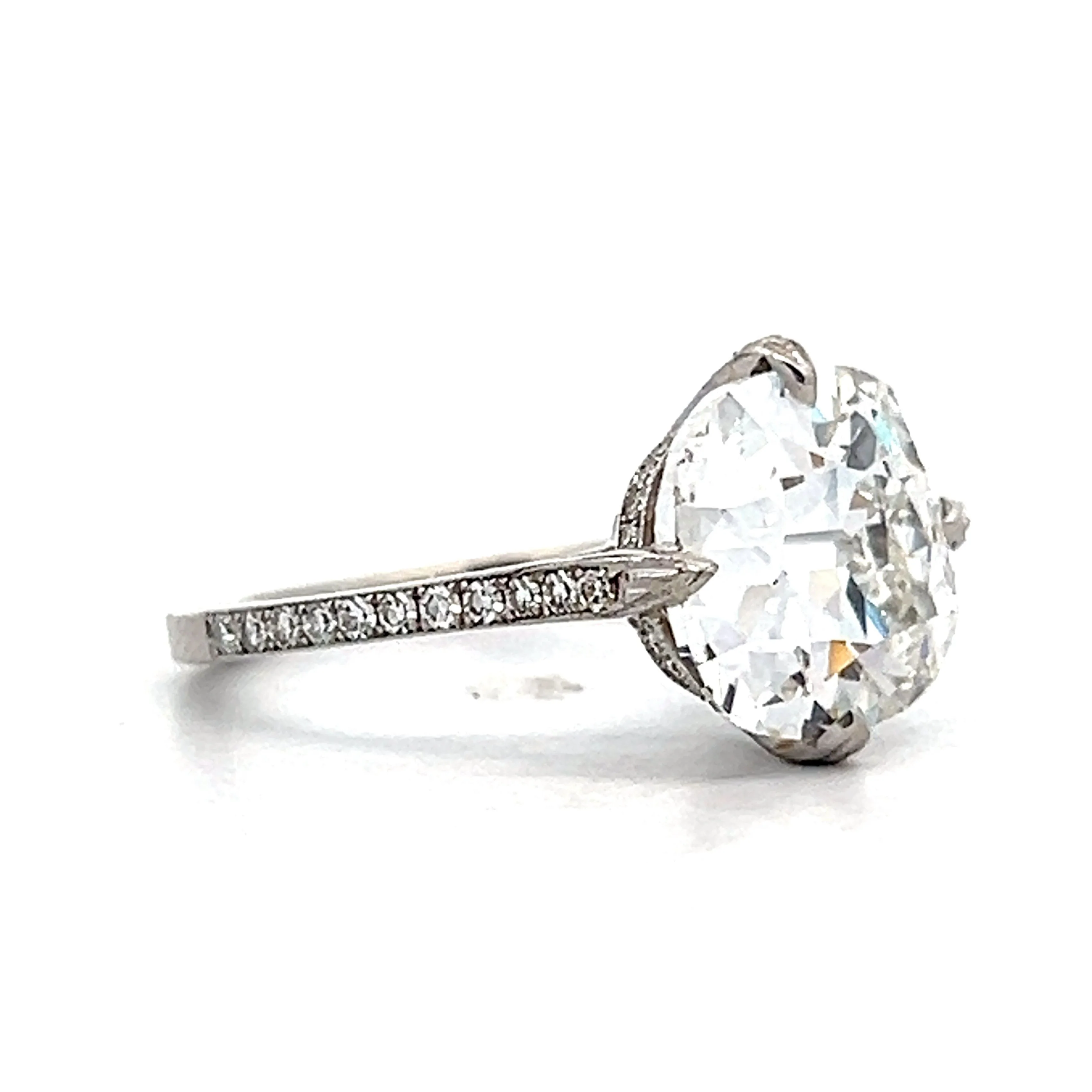 5.01 Antique Cushion Cut Diamond Engagement Ring in Platinum - Image 3