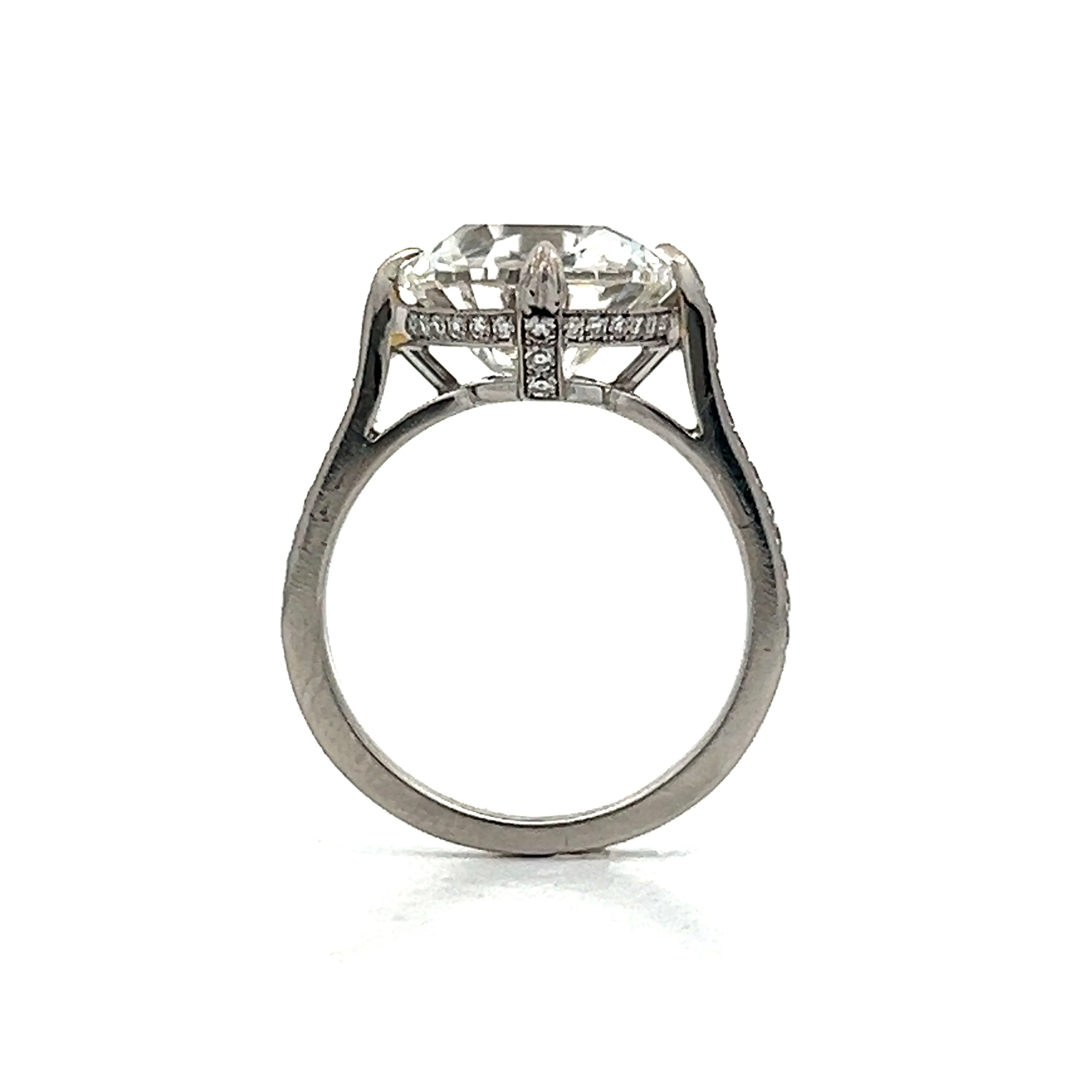 5.01 Antique Cushion Cut Diamond Engagement Ring in Platinum - Image 4