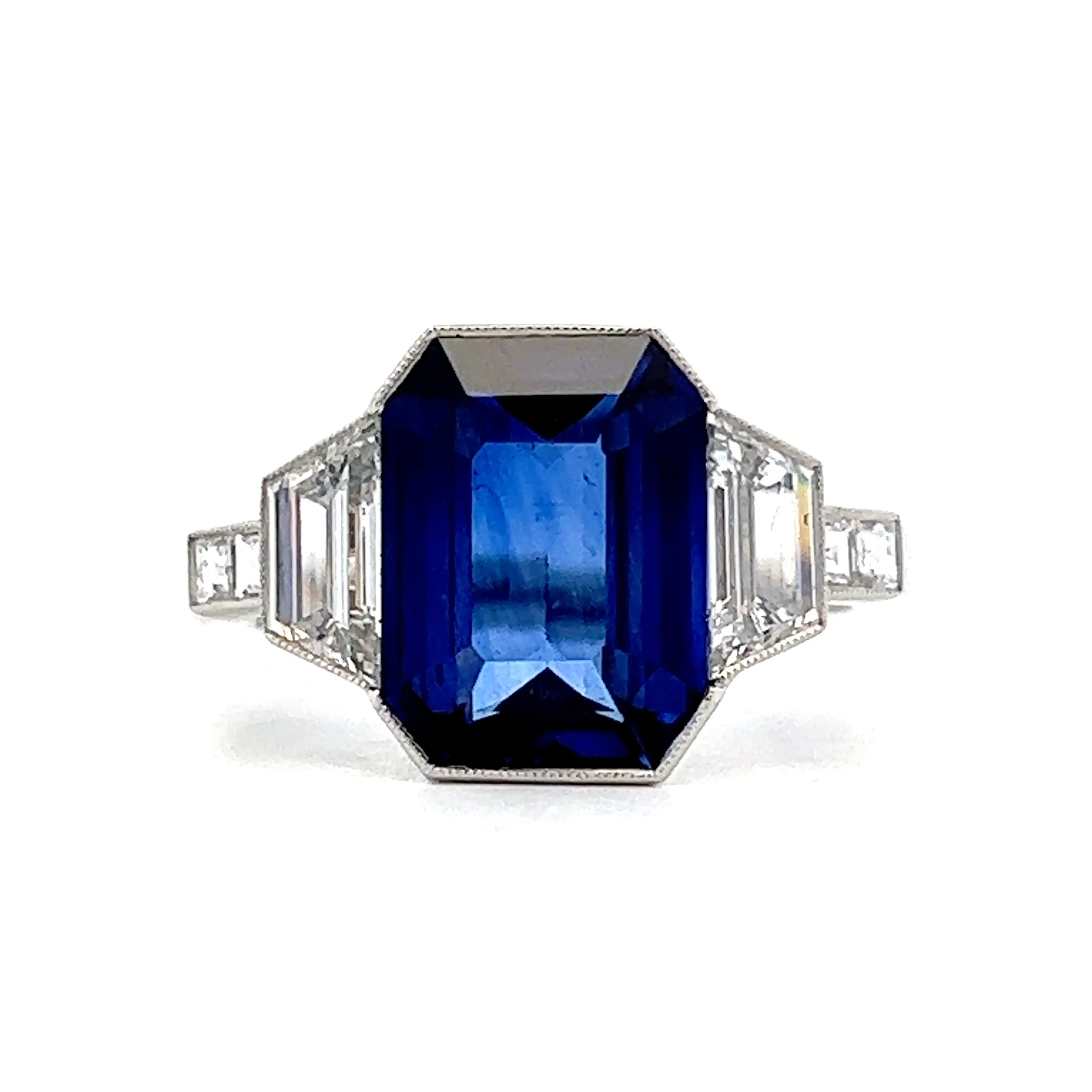 5.01 Blue Sapphire Engagement Ring in Platinum