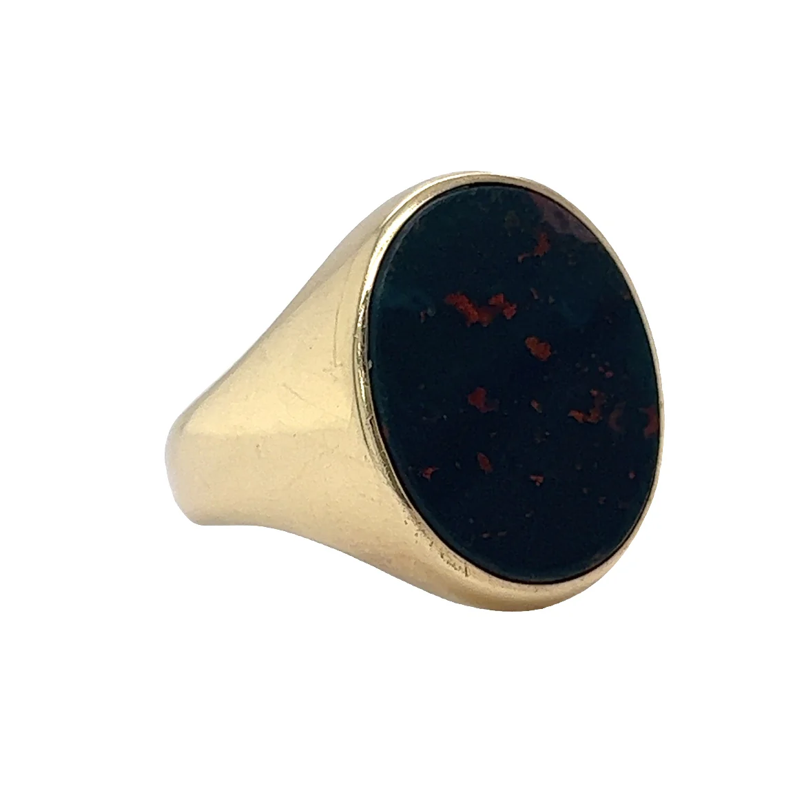 Vintage 5.05 Cabochon Blood Stone Ring in 14k Yellow Gold - Image 3