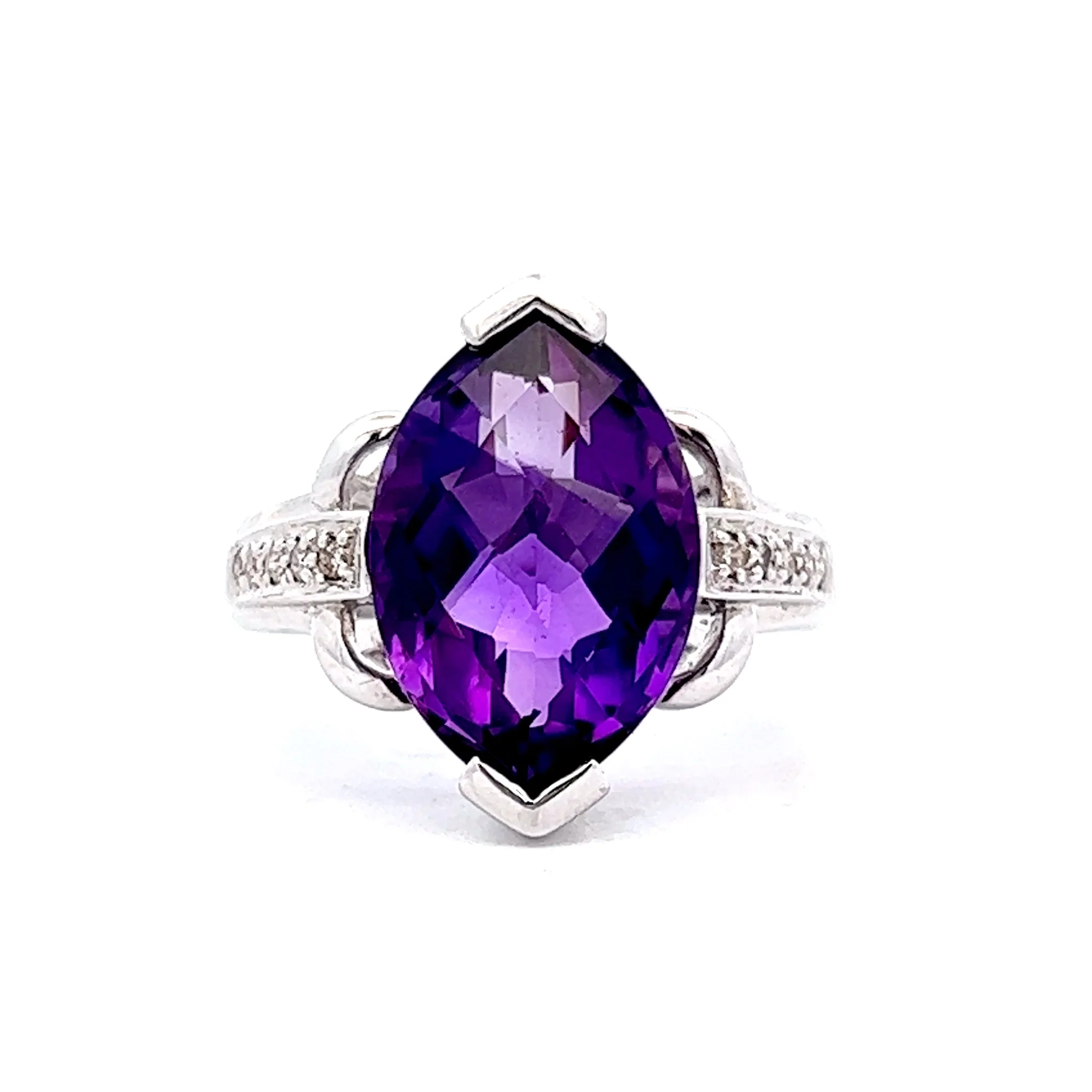 5.09 Marquise Cut Amethyst Cocktail Ring in 14k White Gold