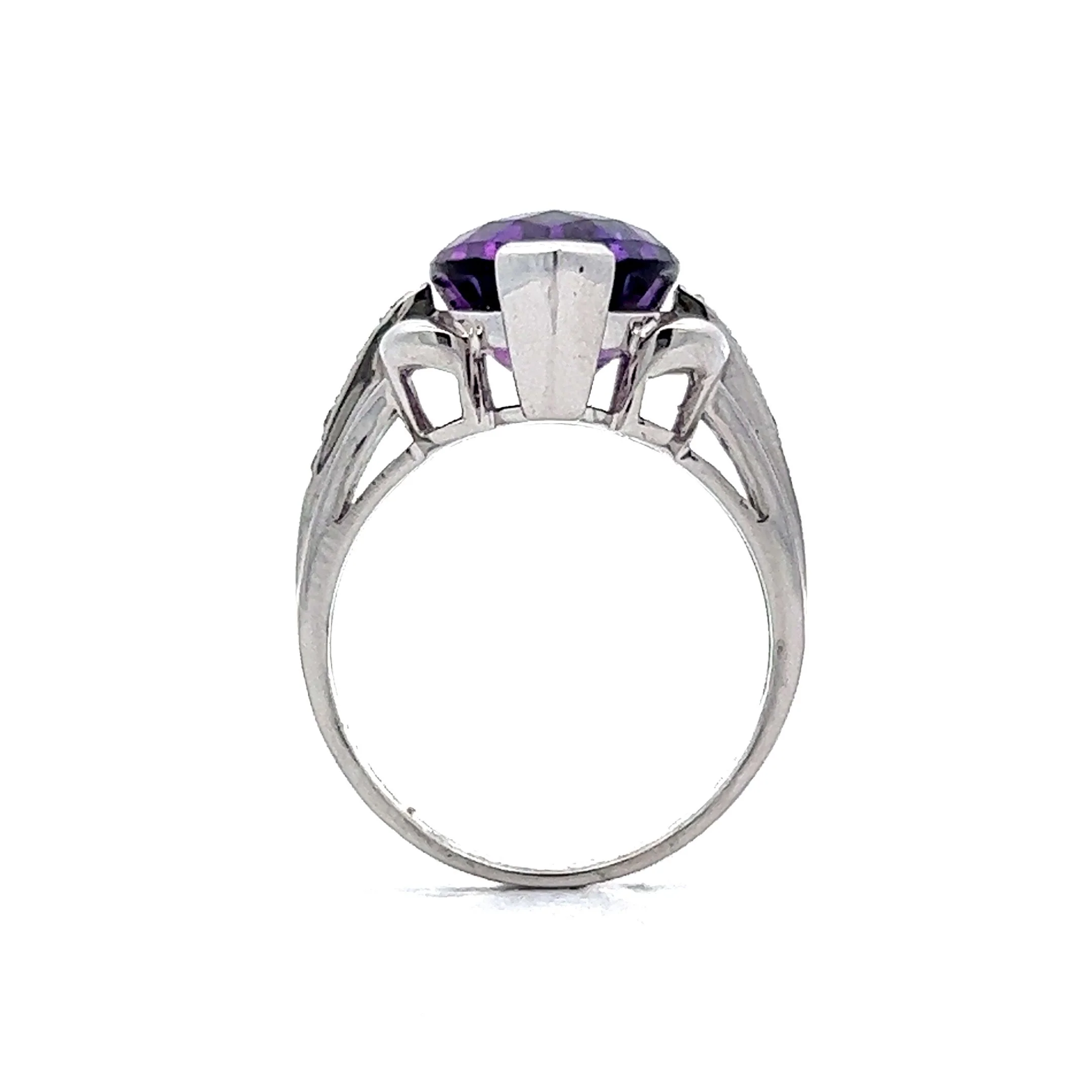 5.09 Marquise Cut Amethyst Cocktail Ring in 14k White Gold - Image 4