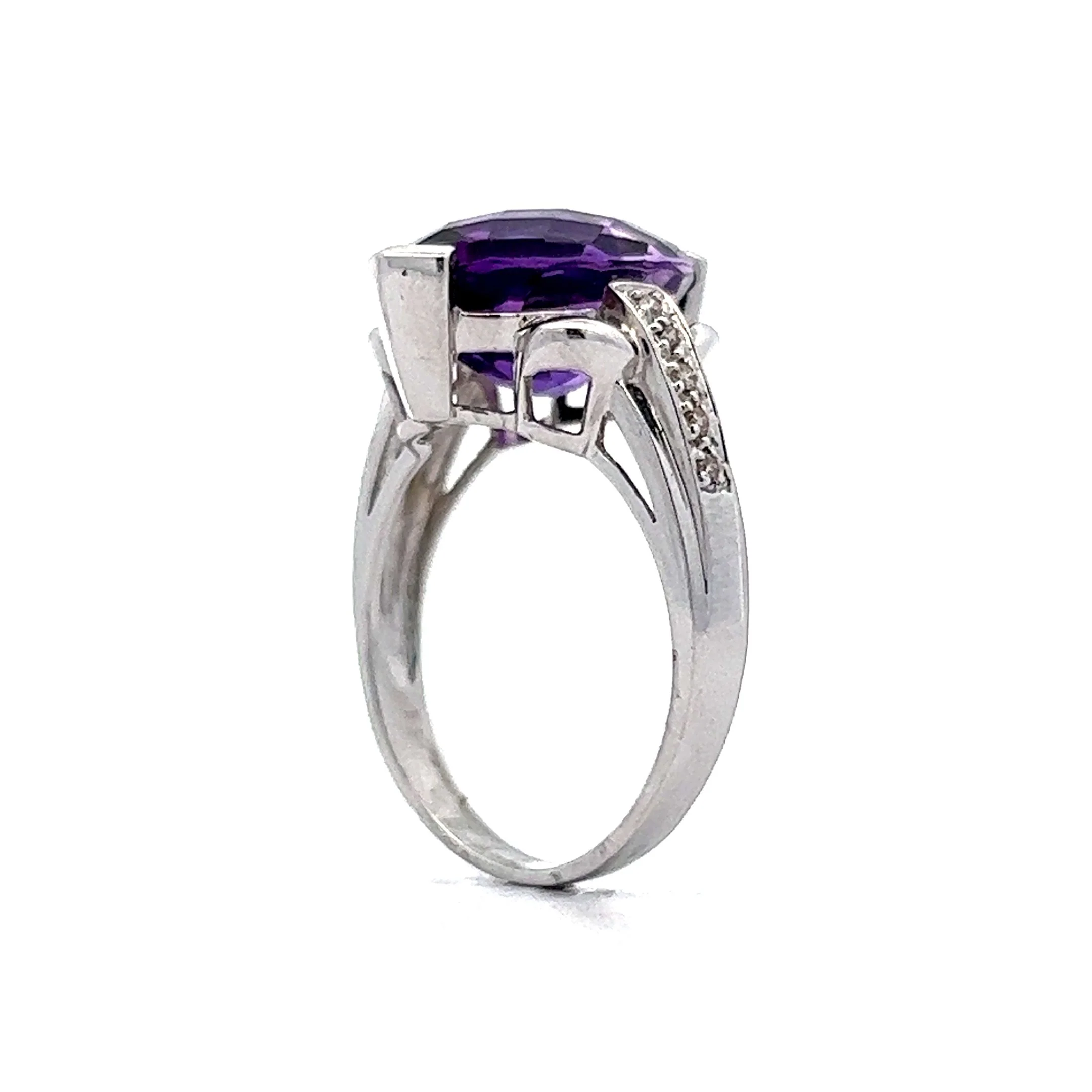 5.09 Marquise Cut Amethyst Cocktail Ring in 14k White Gold - Image 5